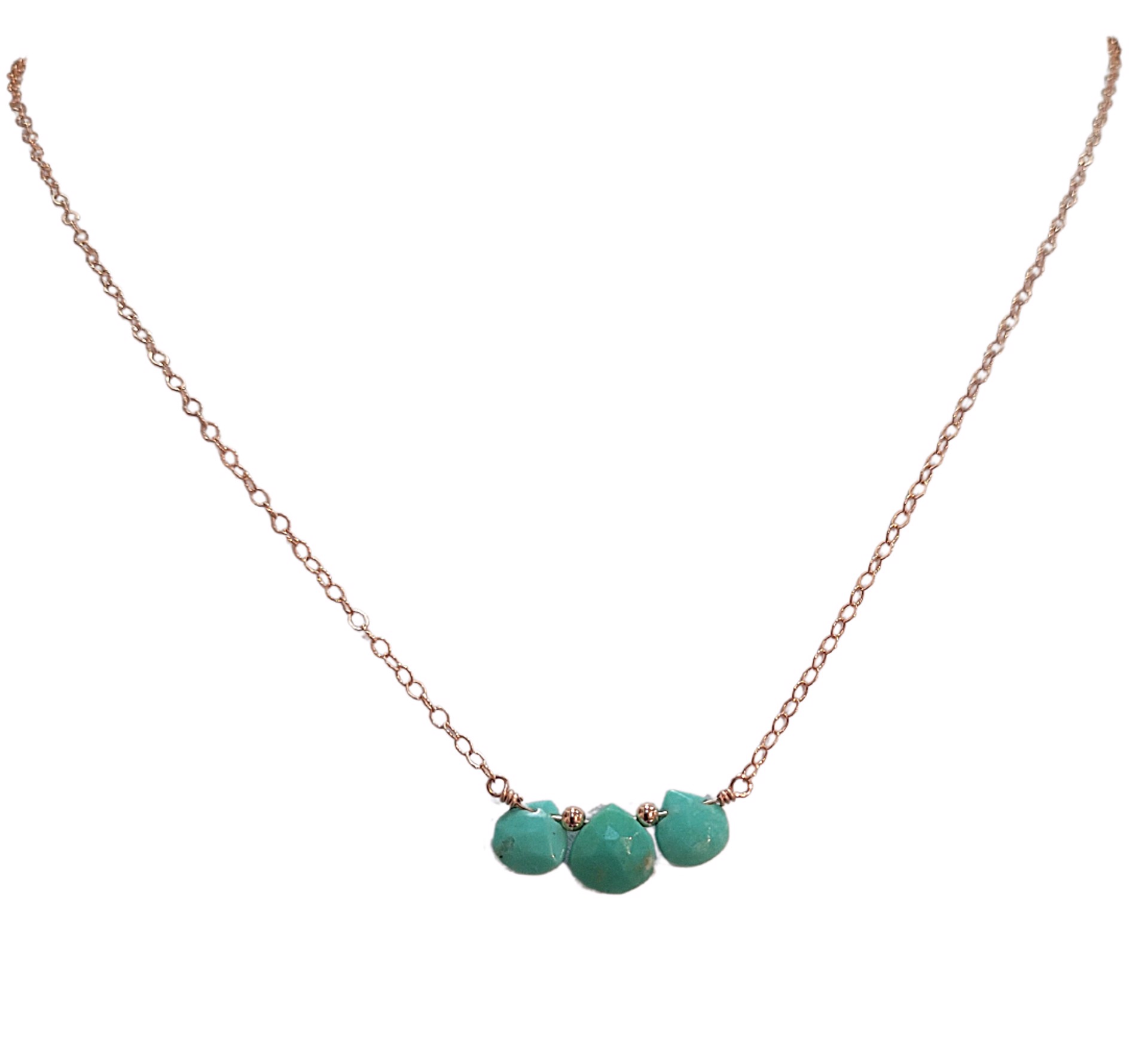 Necklace-Arizona Turquoise 3 Stone 14K Gold Filled by Julia Balestracci