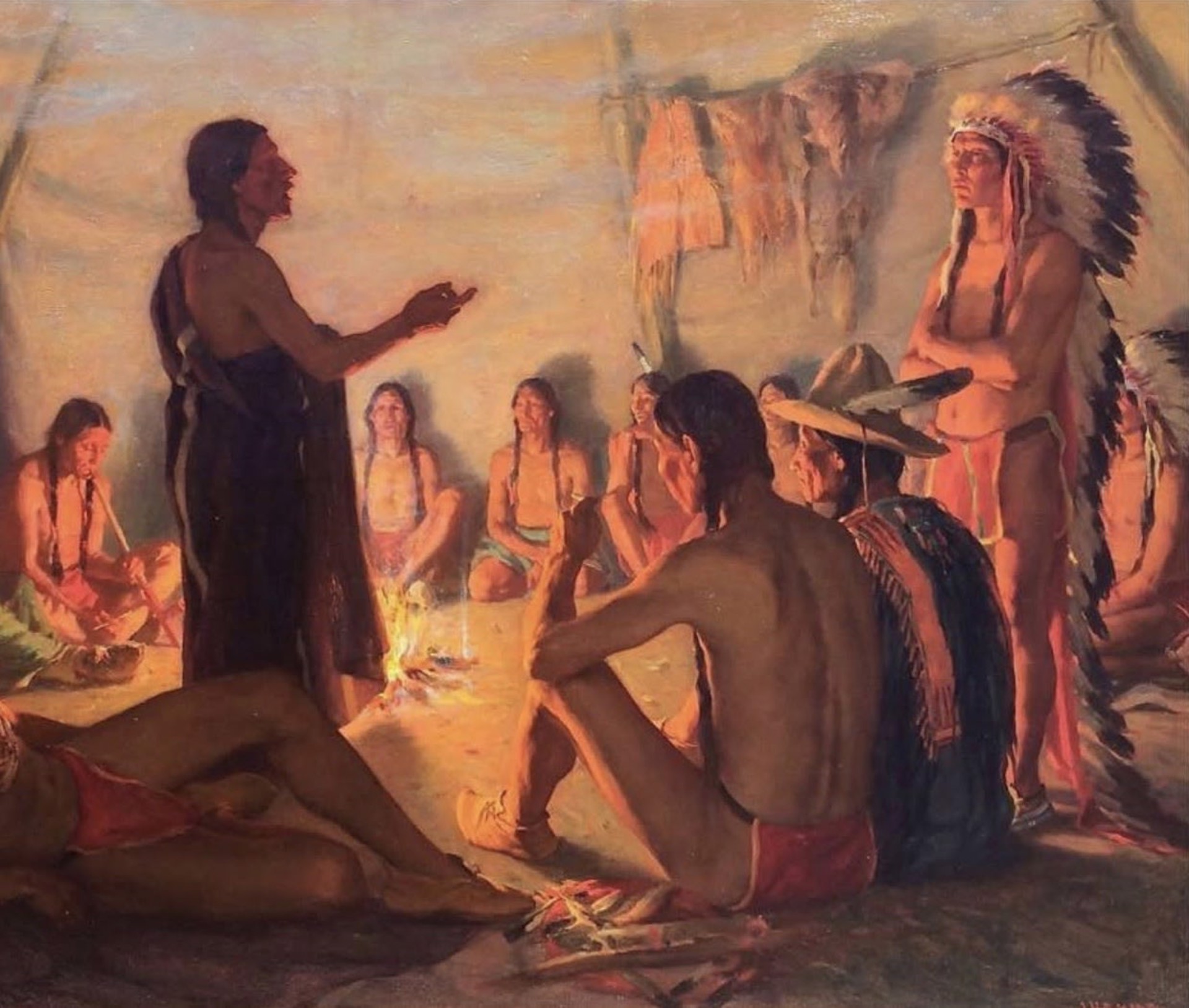 COUNSEL OF THE CHIEFS by Joseph Henry Sharp [1859-1953]