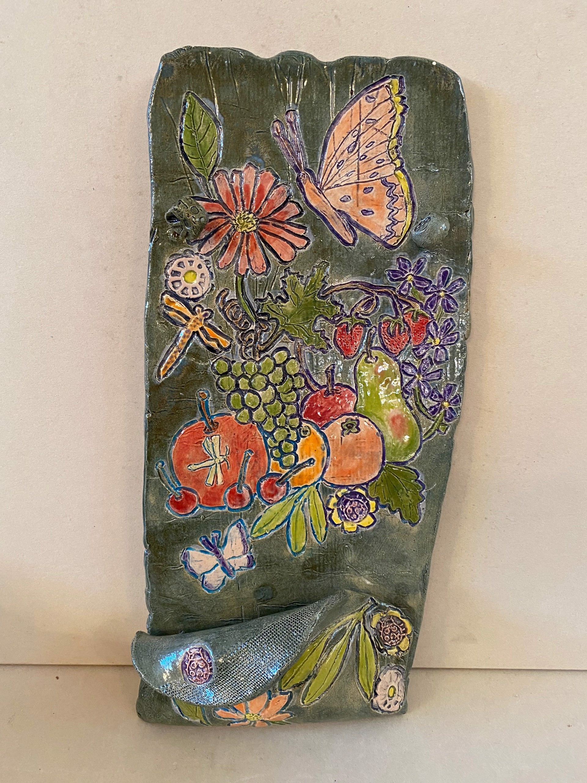Plaque with Fruit and Butterflies by Nini Bodenheimer