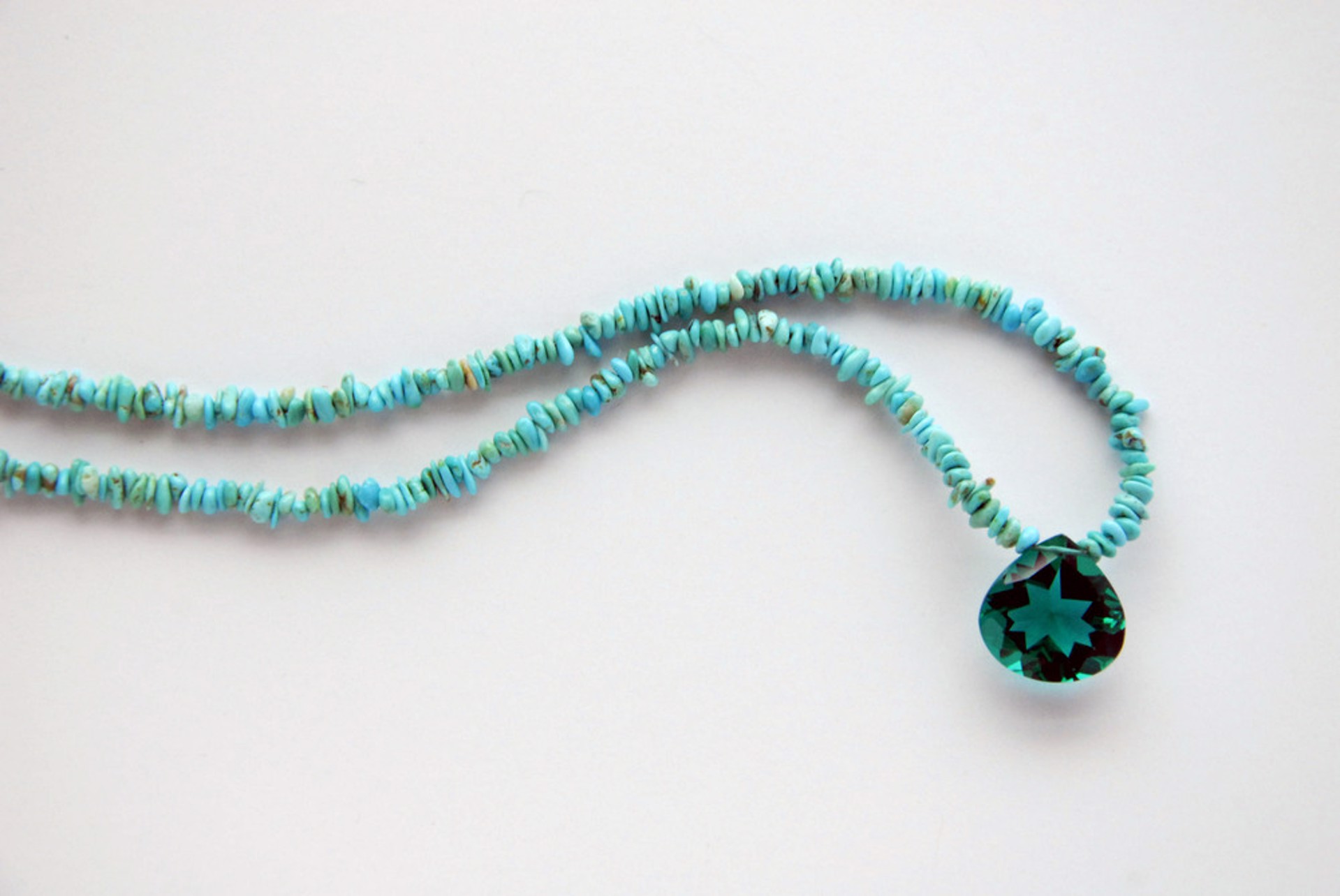 Turquoise Necklace, quartz pendant by Nance Trueworthy