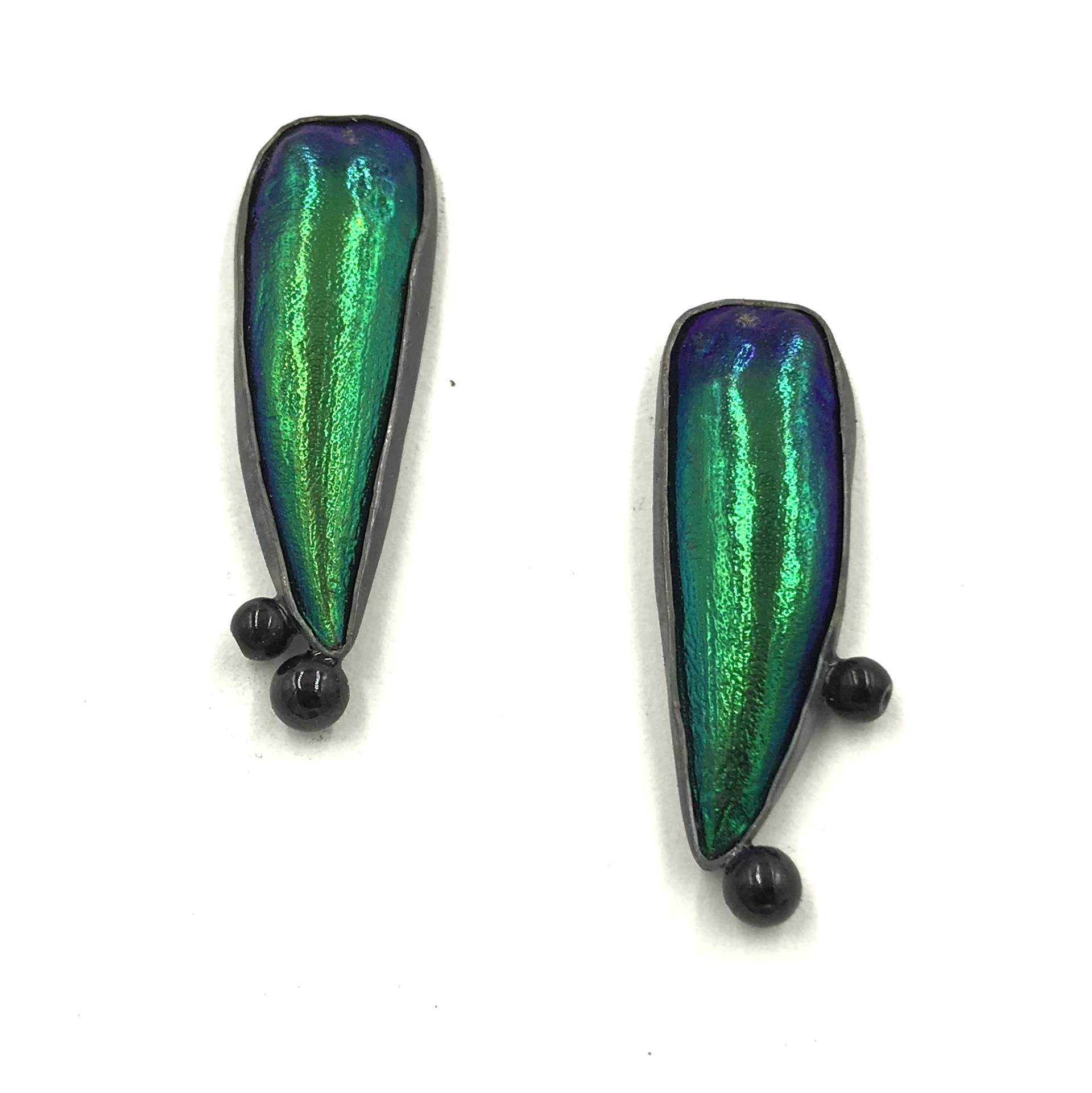 Elytra Earrings (Black Tourmaline) by Anna Johnson