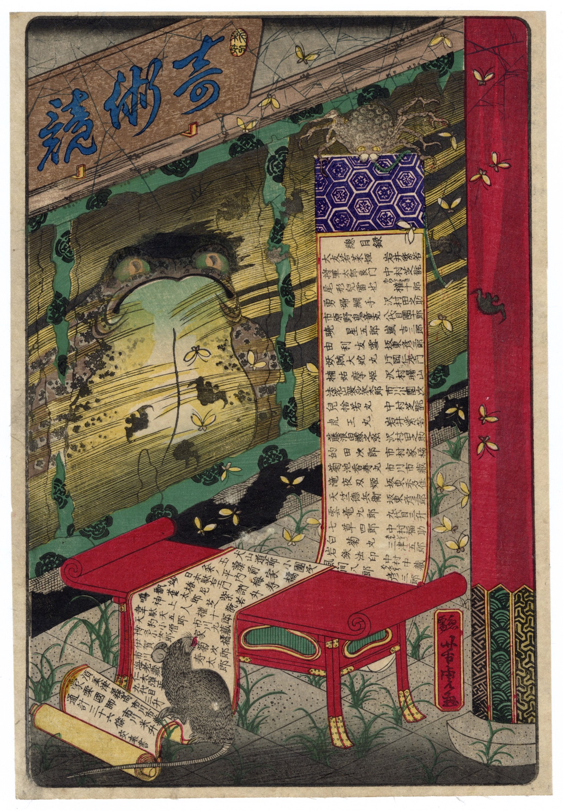 Index of Toyokuni III (Kunisada) Series "A Contest of Magic Scenes By Toyokuni" by Yoshitora