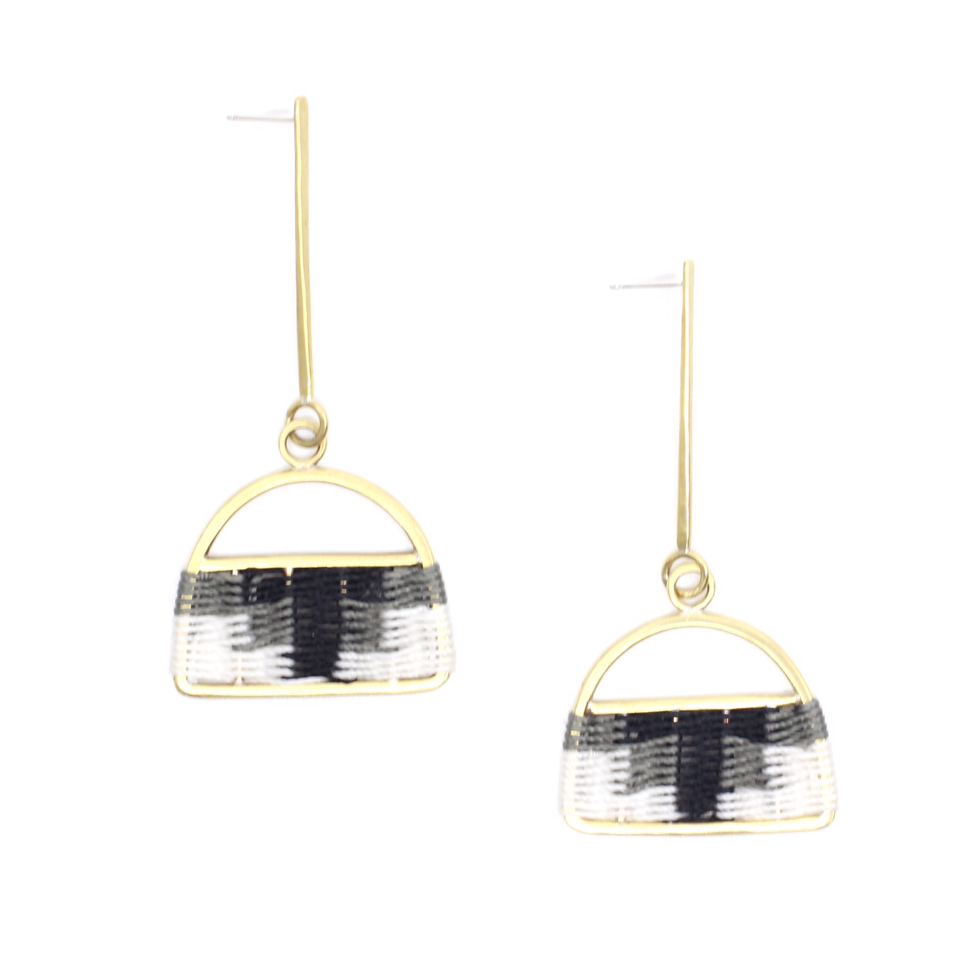 Woven Drop Studs (black, white, grey) by Flag Mountain Jewelry