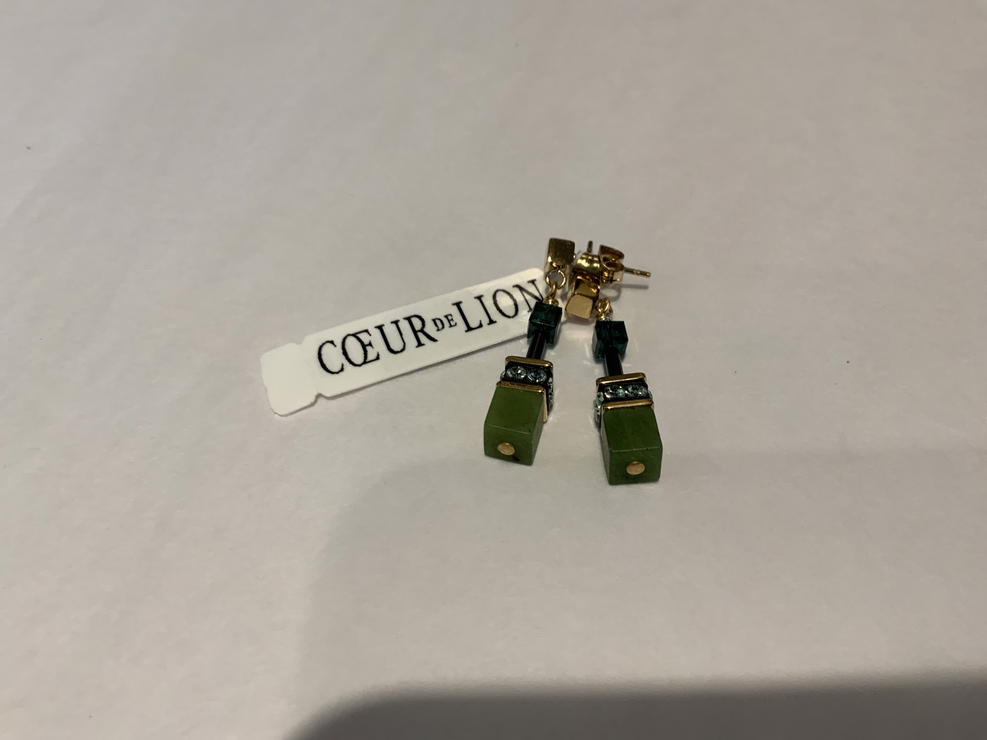 Green Geocube Earrings by Coeur de Lion Nikaia Inc.