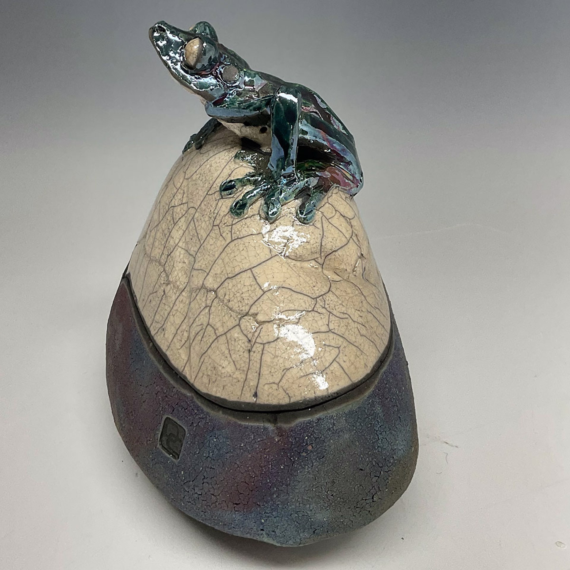 Raku Vessel: Tree Frog by Dan Chen