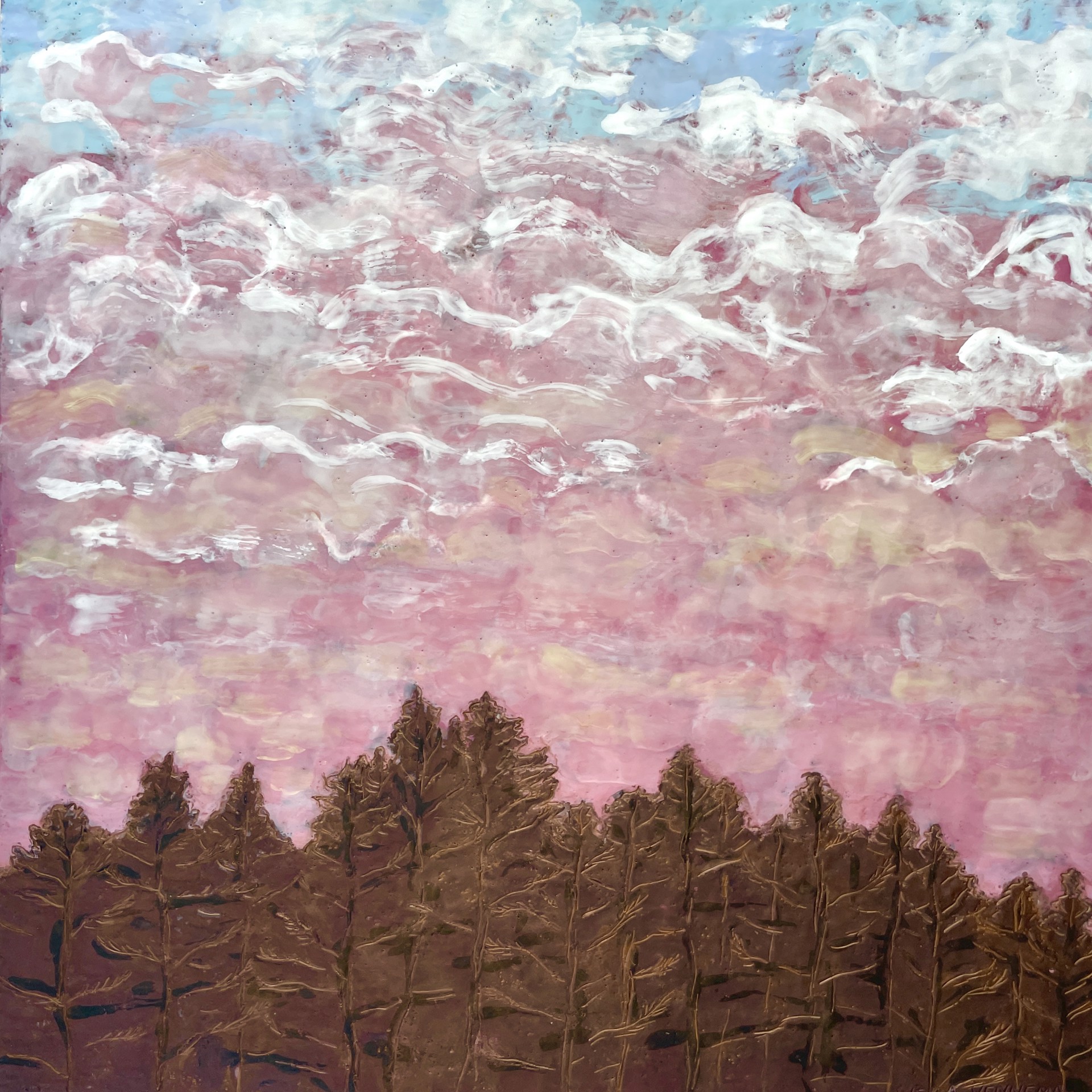 Spruce Tree Skyline Series: Dawn #2 by Willa Vennema