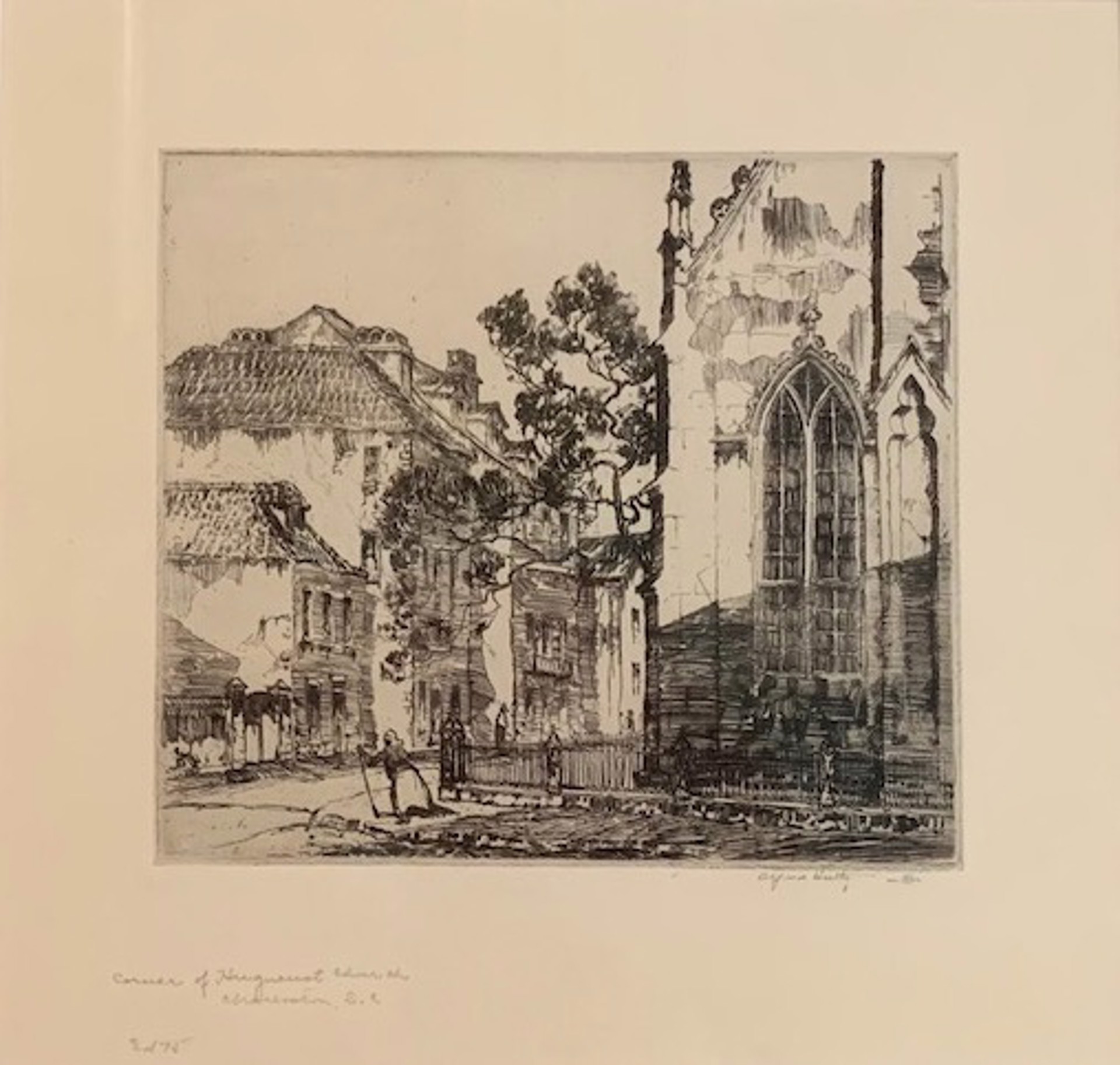 Corner of Hugenot Church, Charleston, S.C. by Alfred Hutty