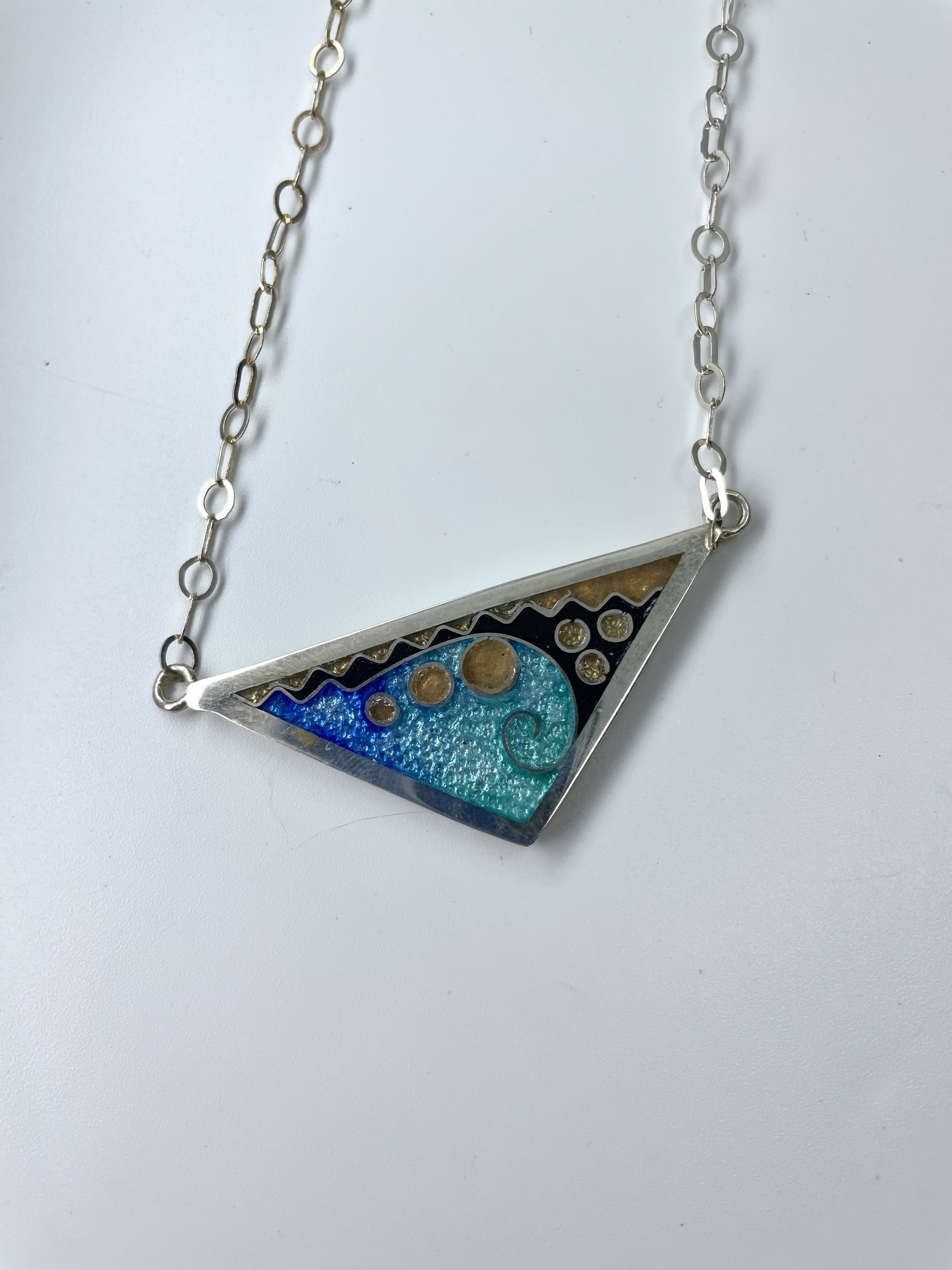 2987 Large Triangle Necklace Ocean by Lanni