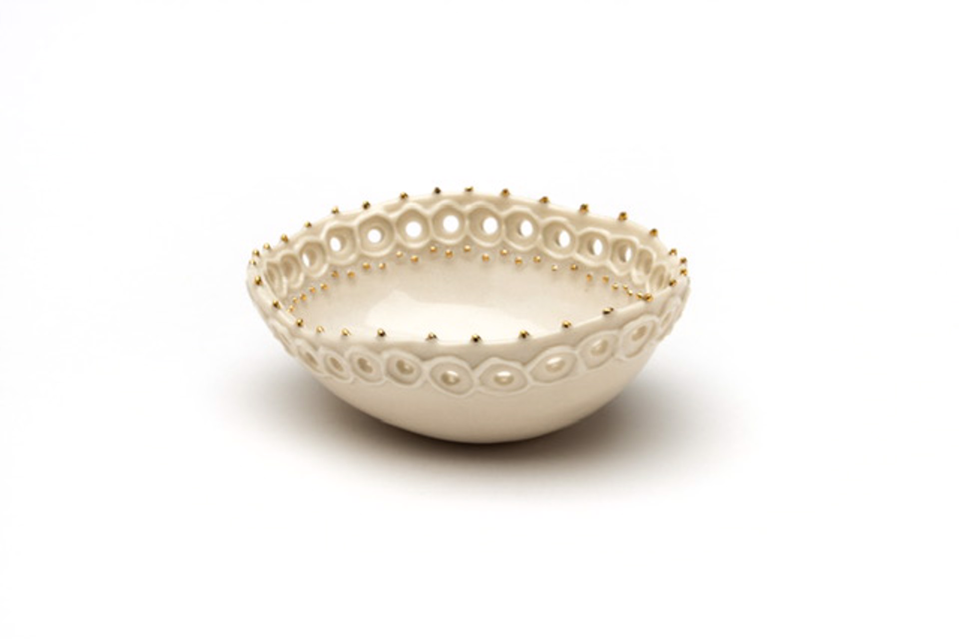 X-Small White & Gold Lacy Bowl by Maria Bruckman