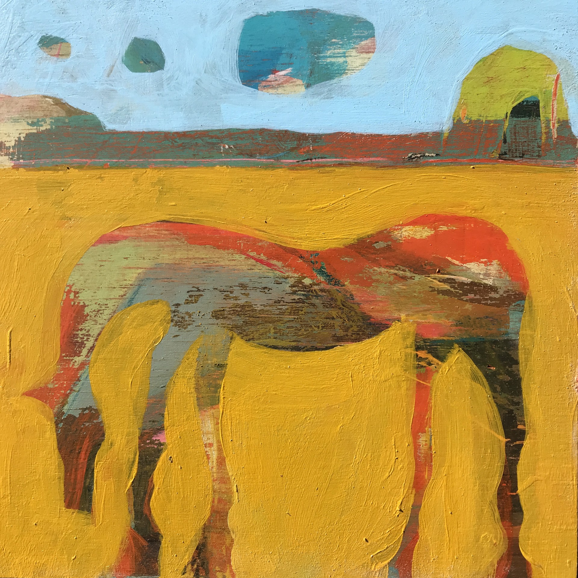 Horse in Yellow Field by Rachael Van Dyke