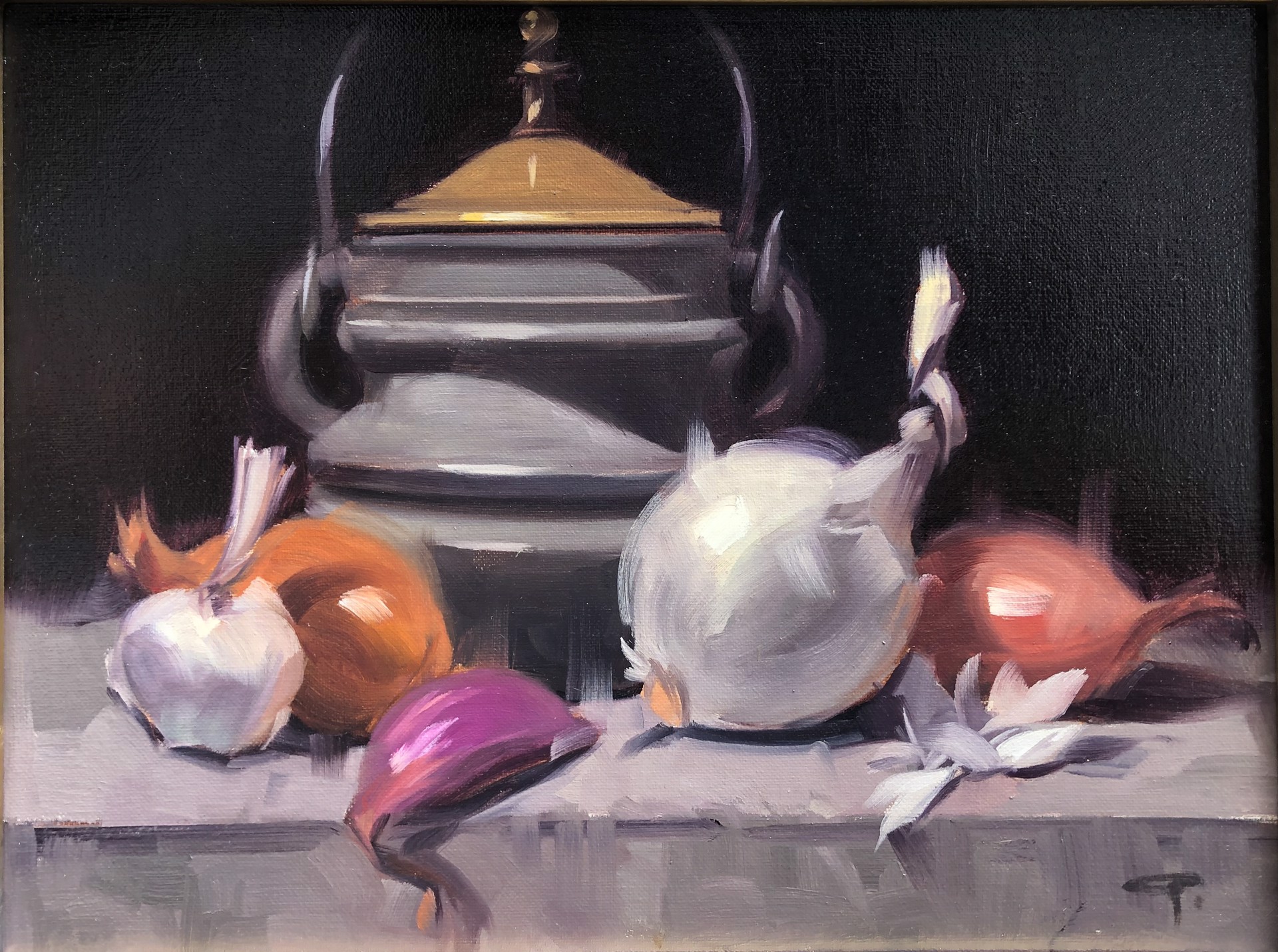 Onions and Gray Pot by Gerald Griffin