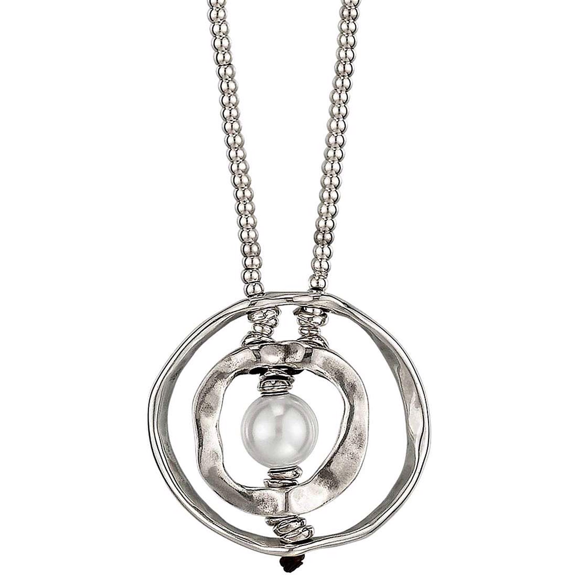 9466 Silver Eye of Pearl Mermaid Necklace by UNO DE 50