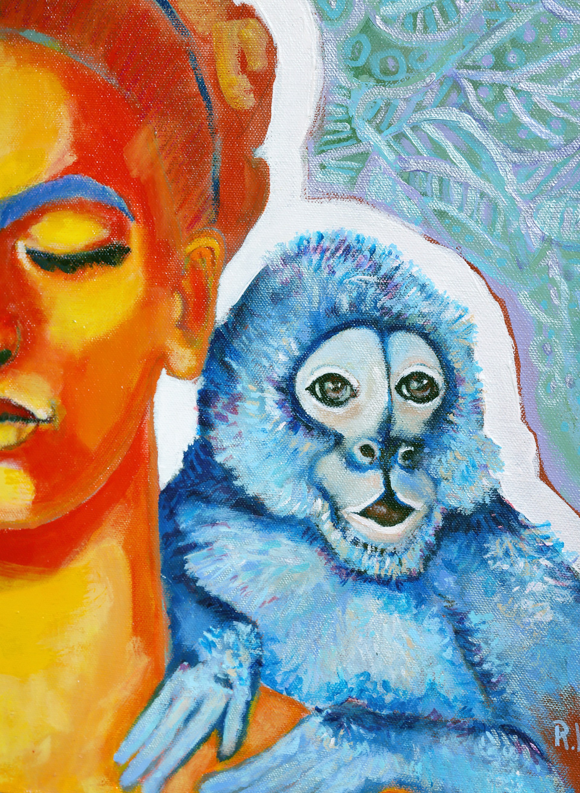 Frida With Changos Azules by Ricardo Lowenberg