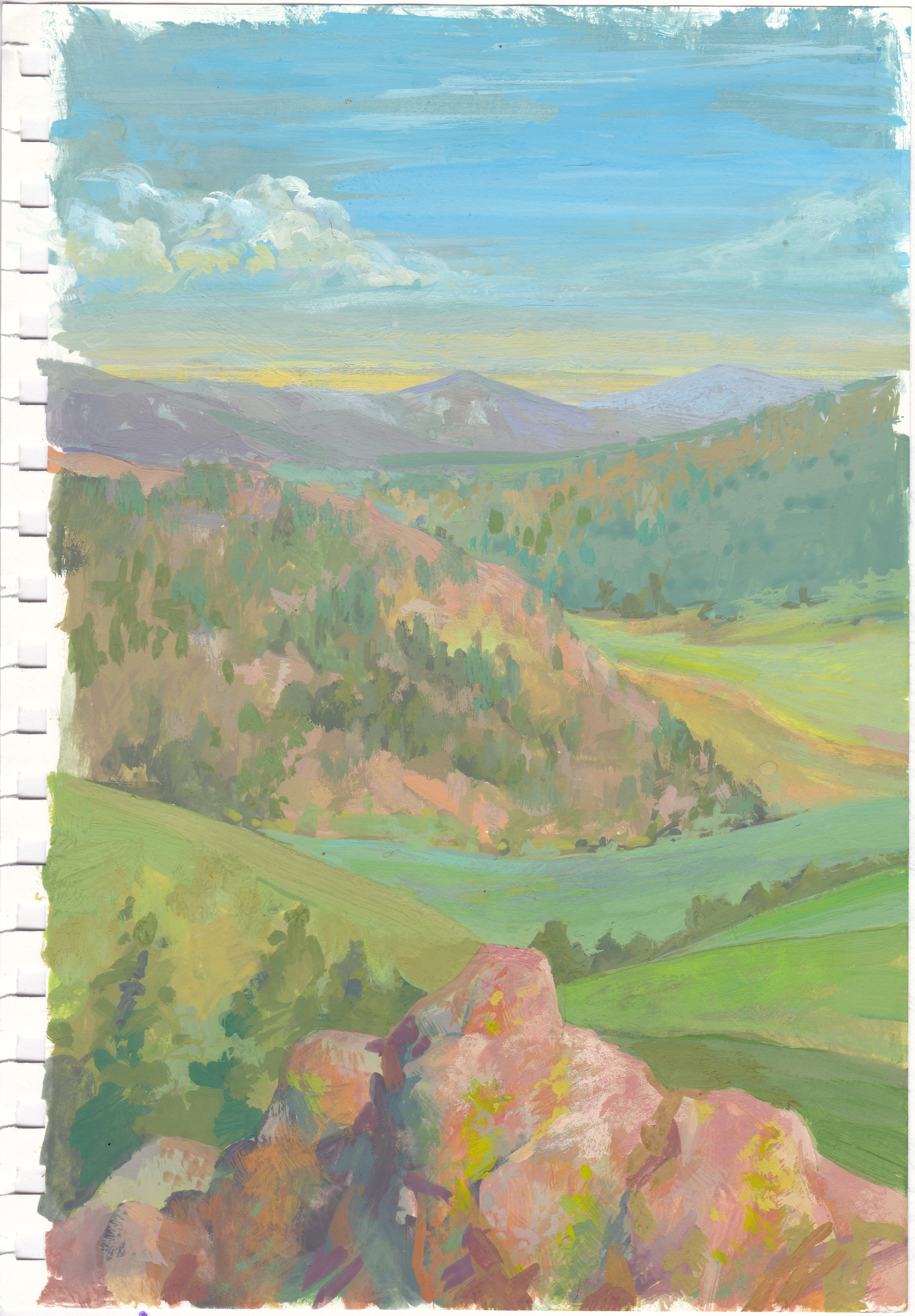 Study: Pink Boulder And The Valley by Charis Carmichael Braun