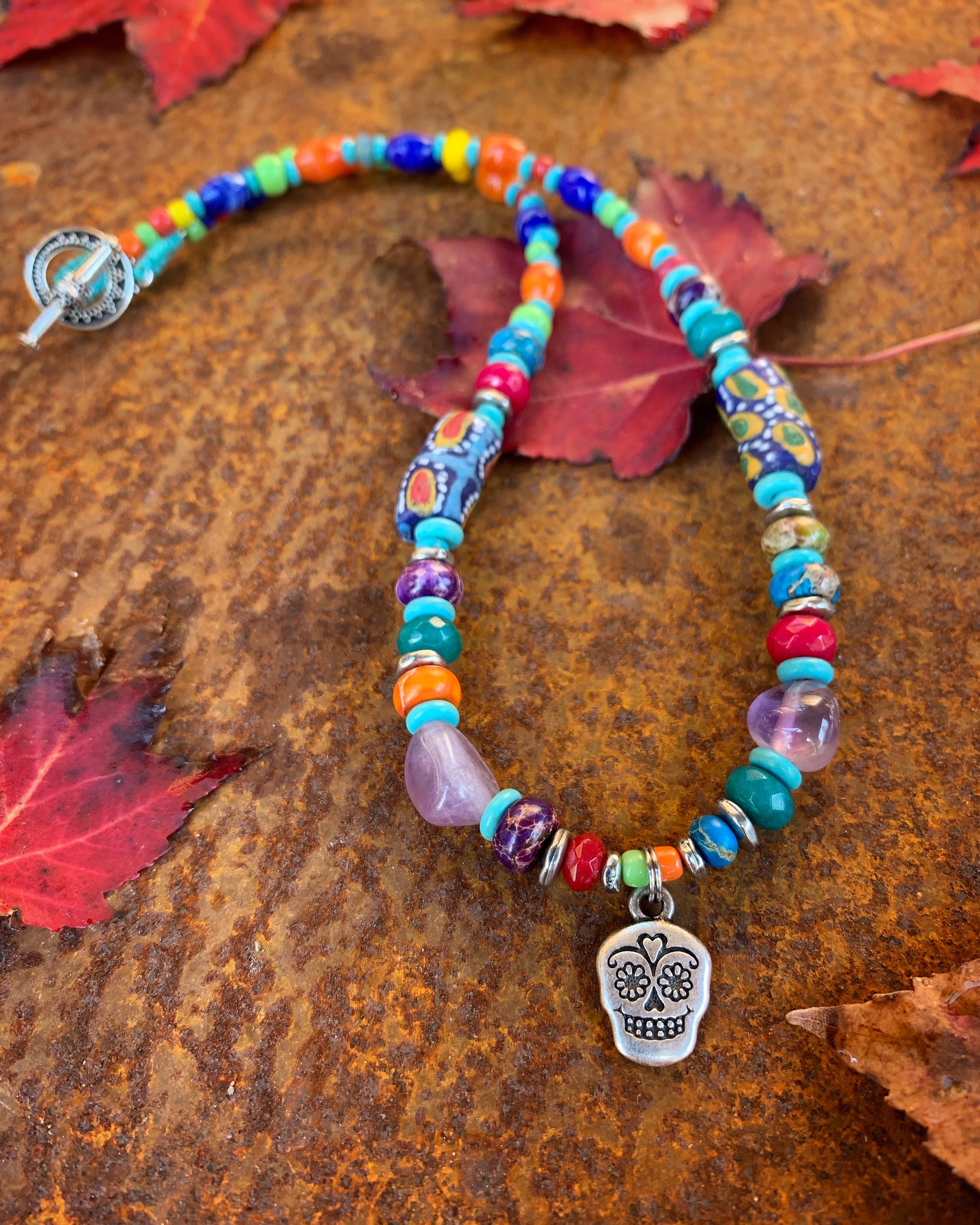 K676 Sugar Skull Charm Necklace by Kelly Ormsby