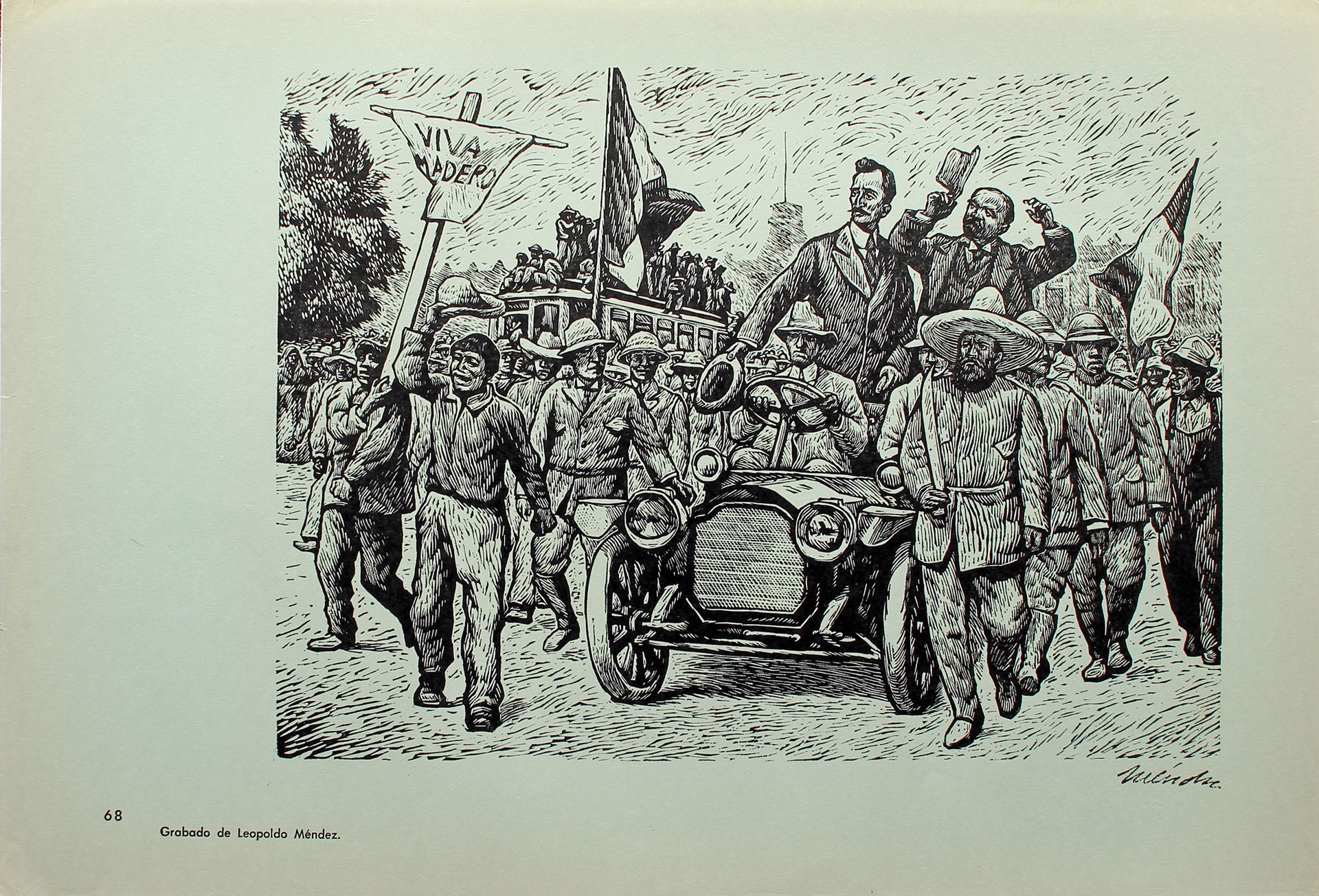 La Entrada de Francisco I. Madero en la Ciudad de México. 7 de Junio de 1911. by Leopoldo Méndez