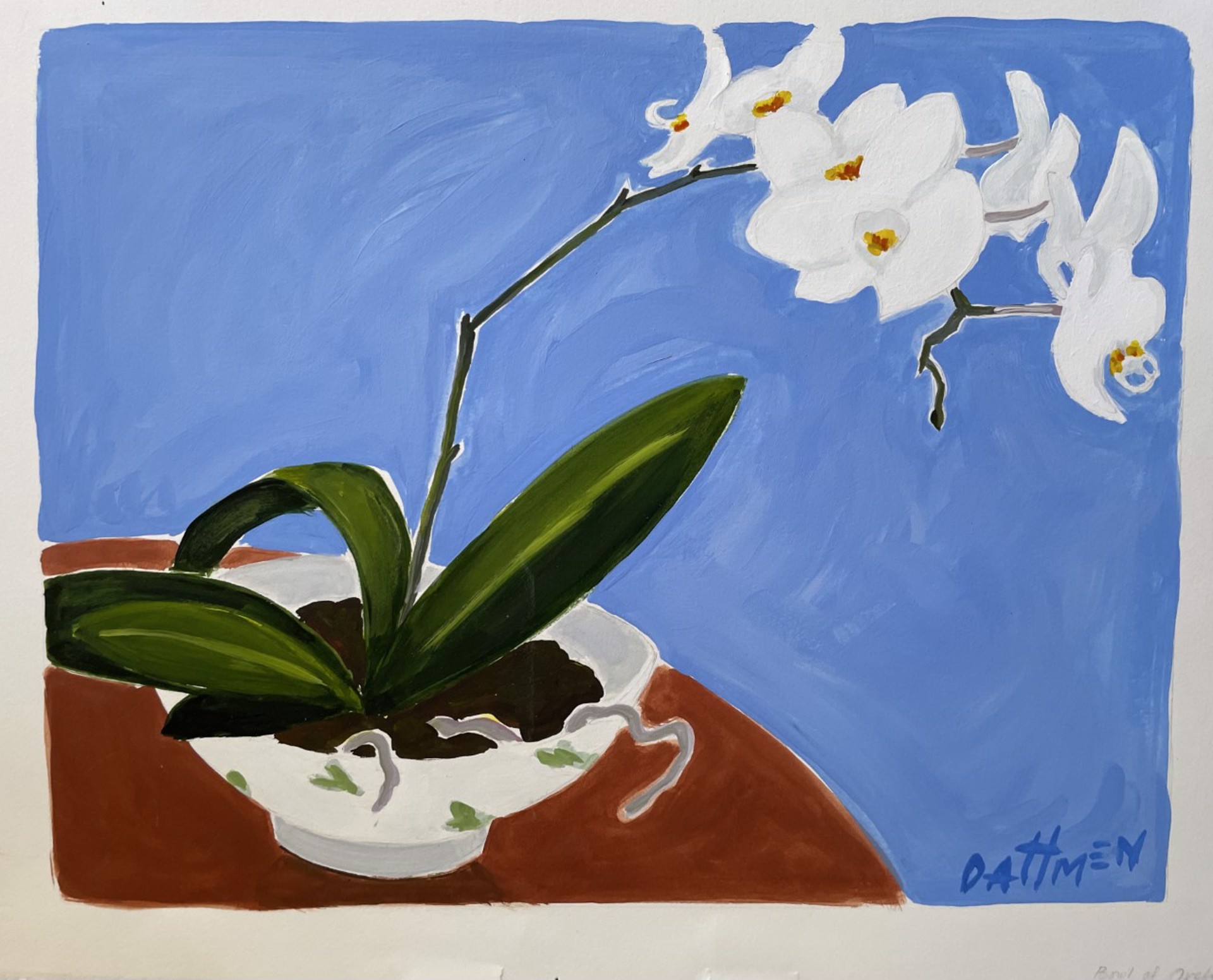 Bowl with Orchid by Jane Dahmen