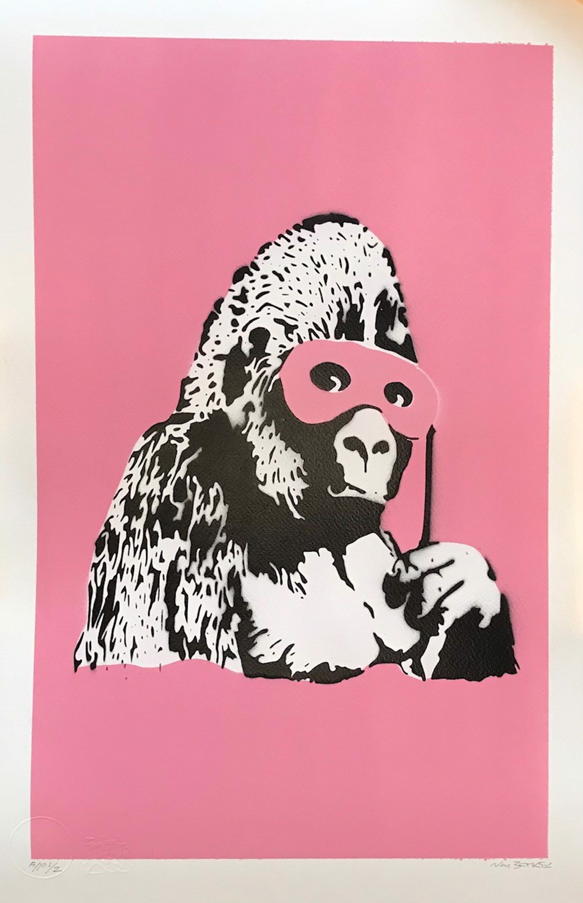 Pink Gorilla by Not Banksy