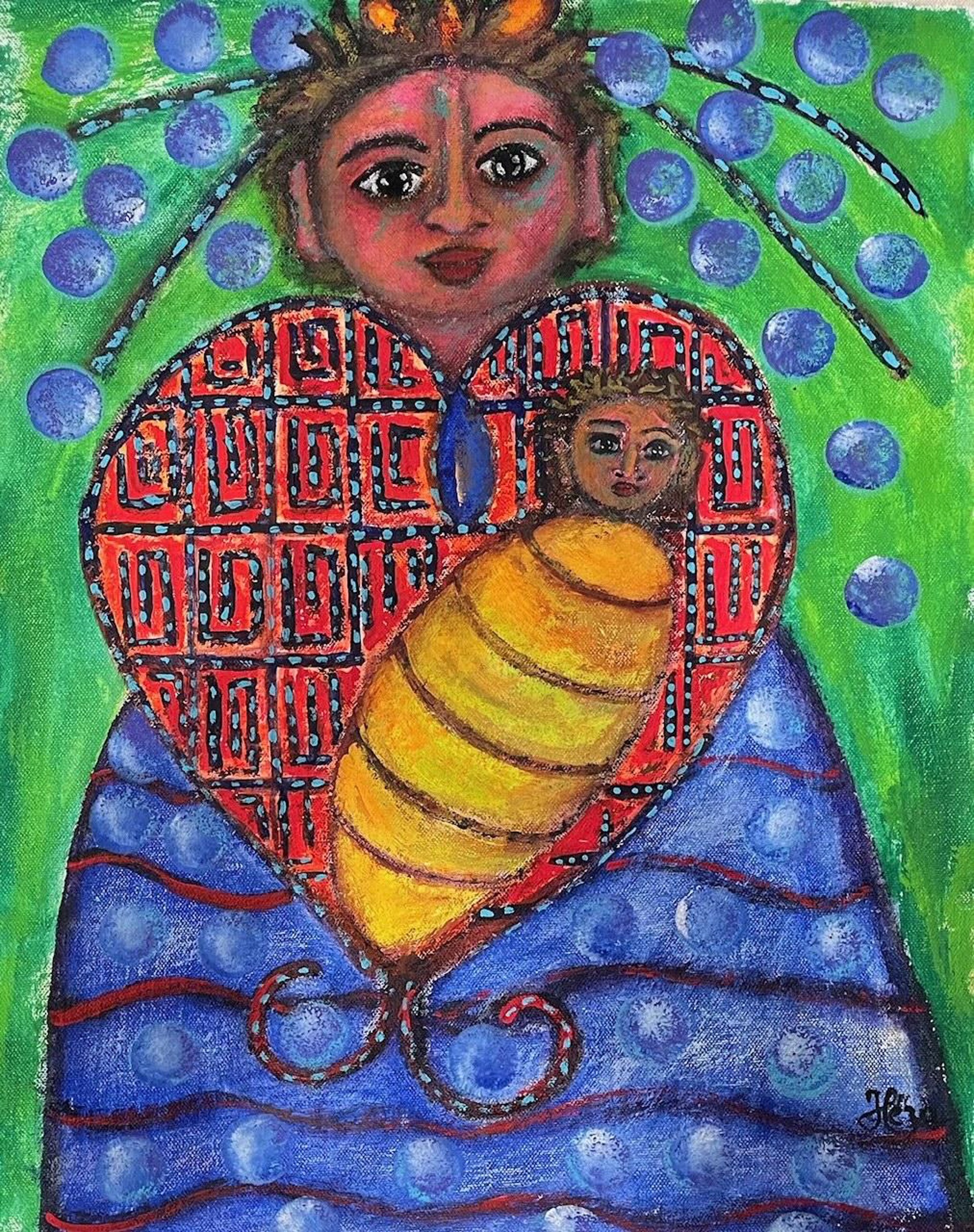 Erzulie & Child (Yellow) #4-JSB-NY by Heza Barjon (Haitian, b.1958)