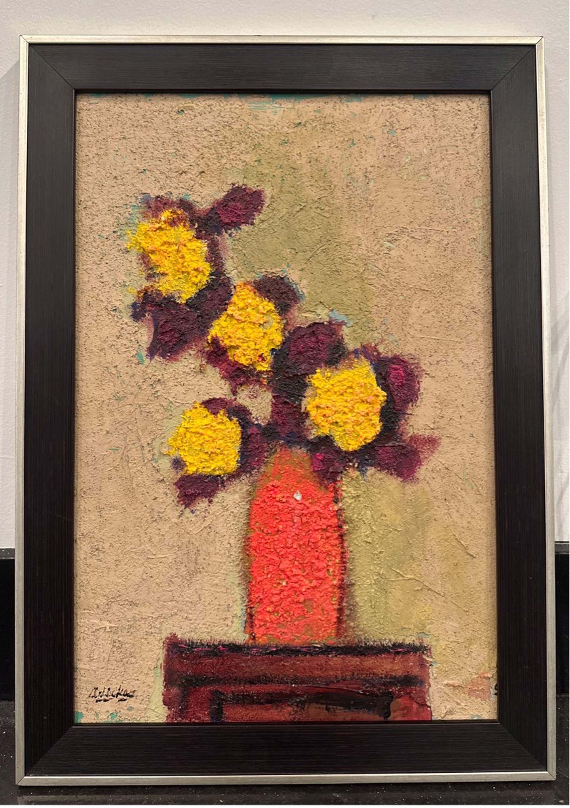 Flowers in Orange Vase by David Adickes