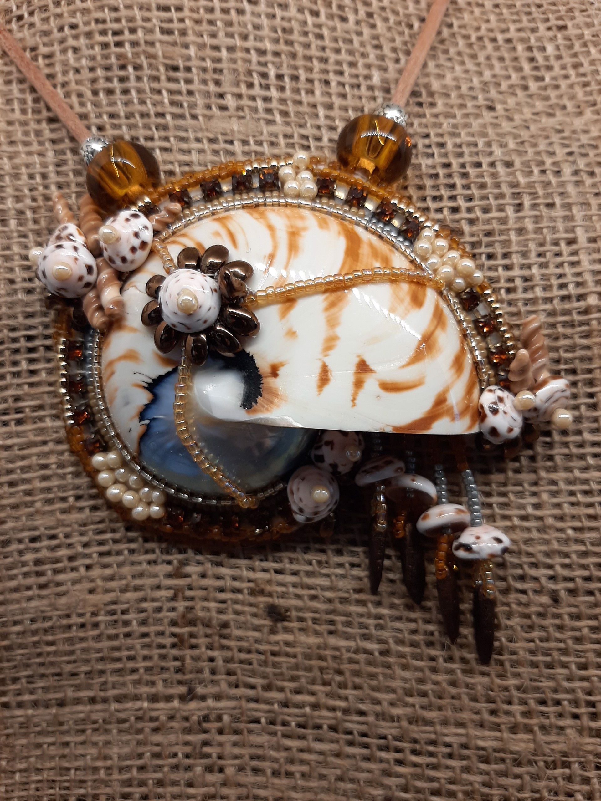 BG 280 Tiger Striped Nautilus Shell Necklace by Beverly Gholson