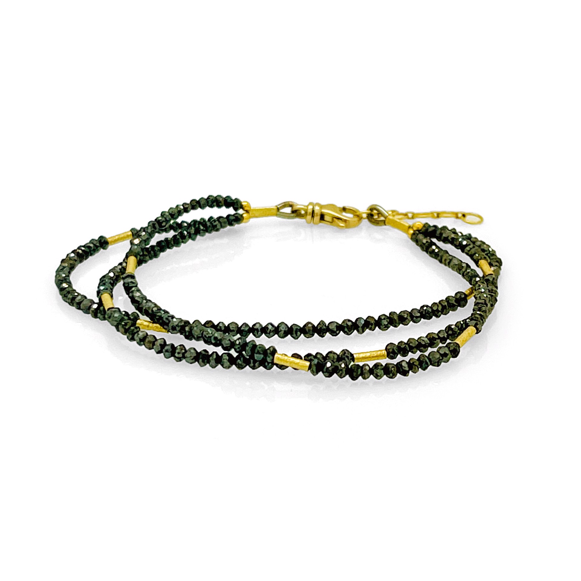 Daily Diamonds Bracelet - triple strand black faceted diamonds 16 cts 18k gold by Mara Labell