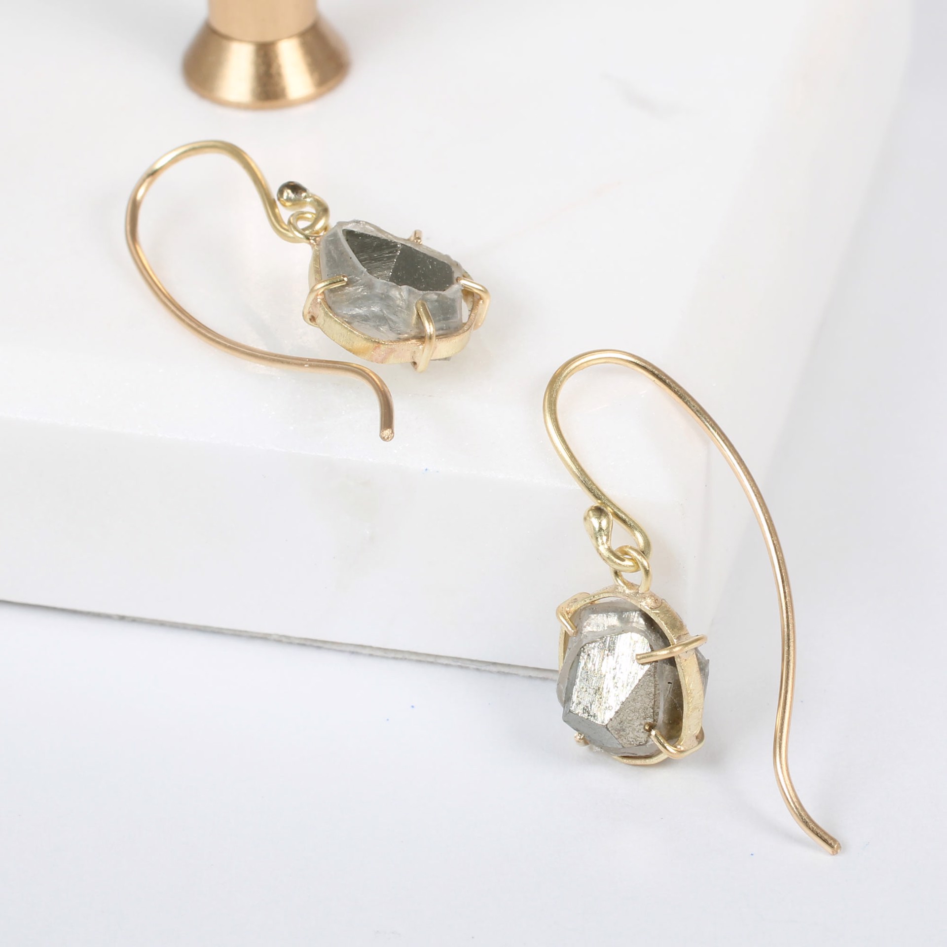 Pyrite Crystal Dangle Earrings by Niki Ulehla