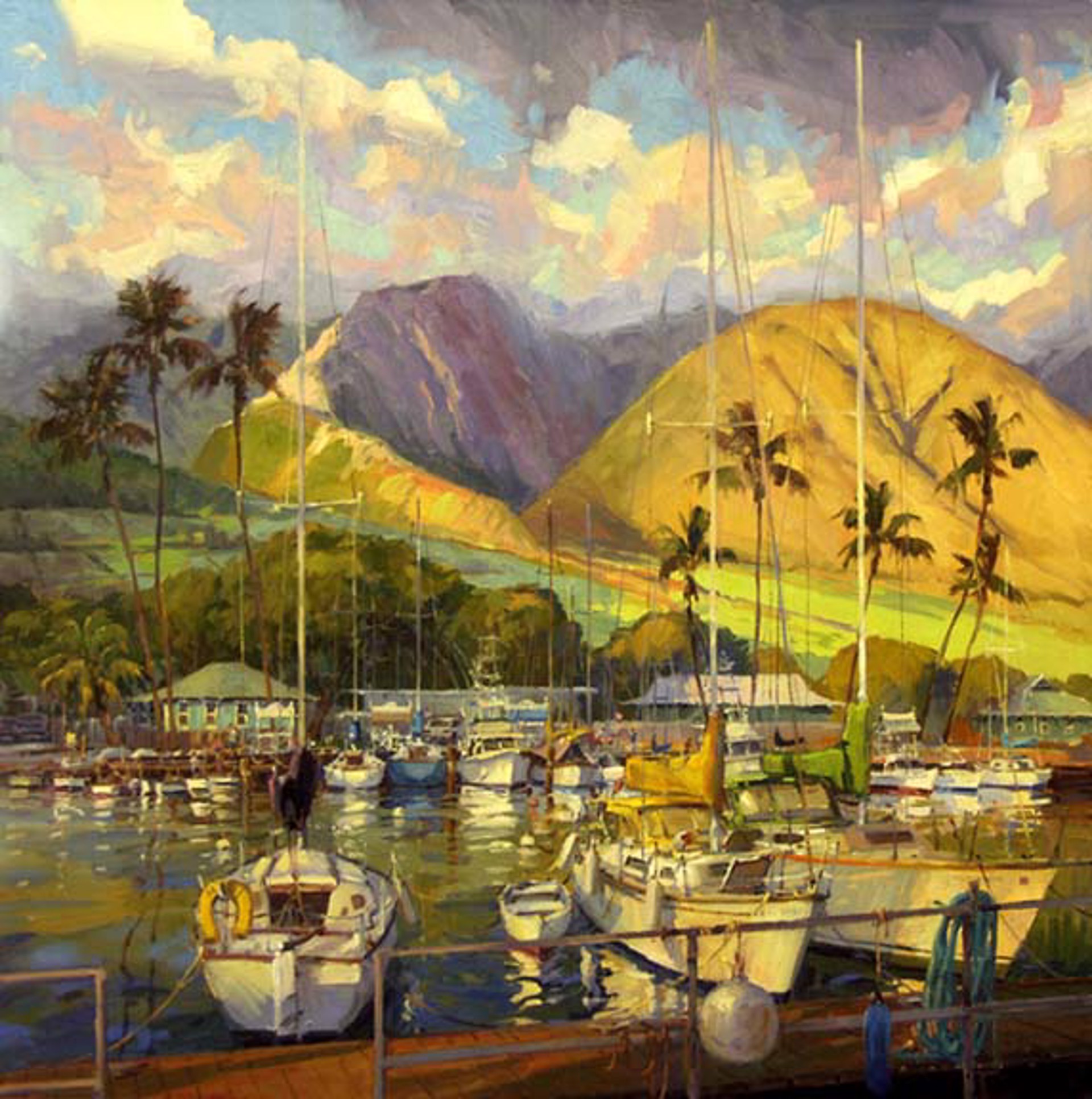 Golden Light On Lahaina Harbor - SOLD by Commission Possibilities / Previously Sold ZX