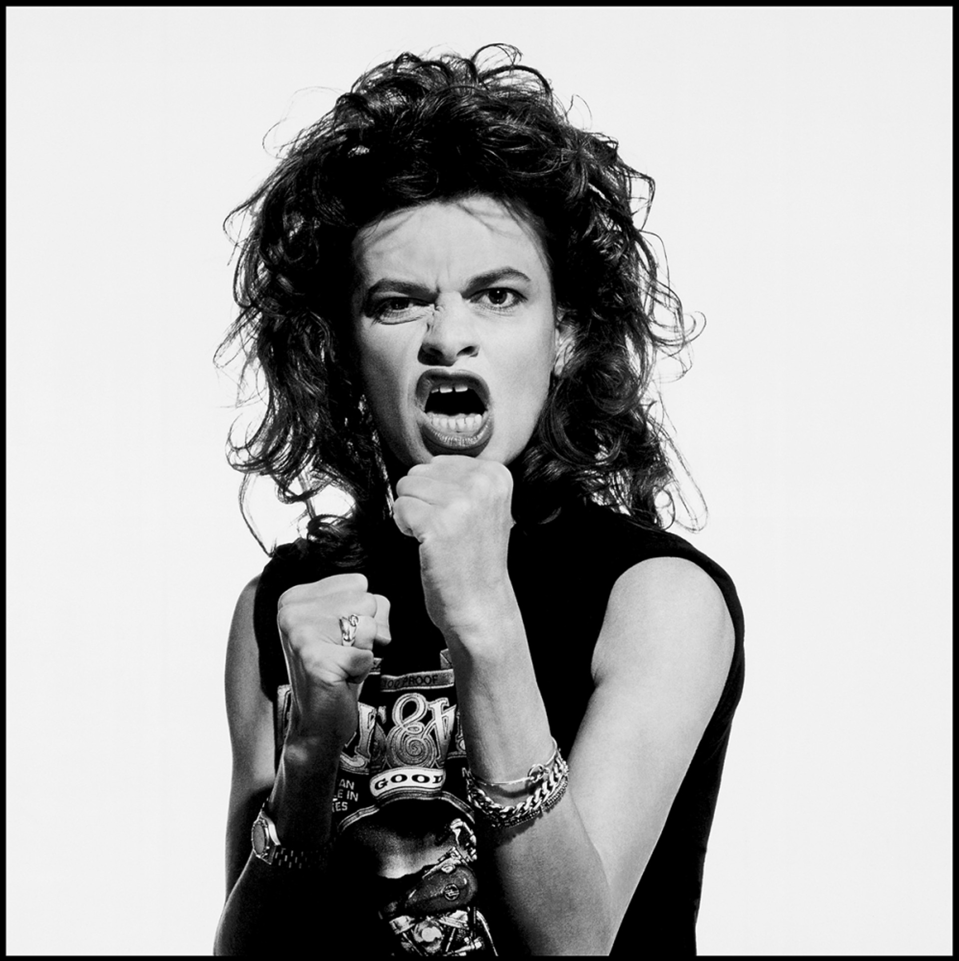 88161 Sandra Bernhard Hands Up BW by Timothy White