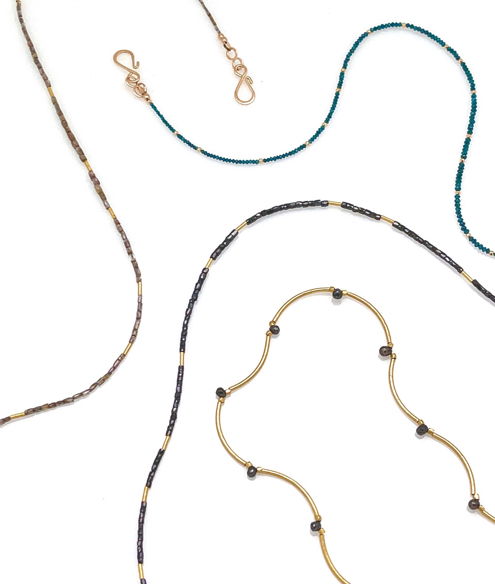 Daily Diamonds- Blue Diamond Cubes 11.2 cts & 18k gold Necklace by Mara Labell