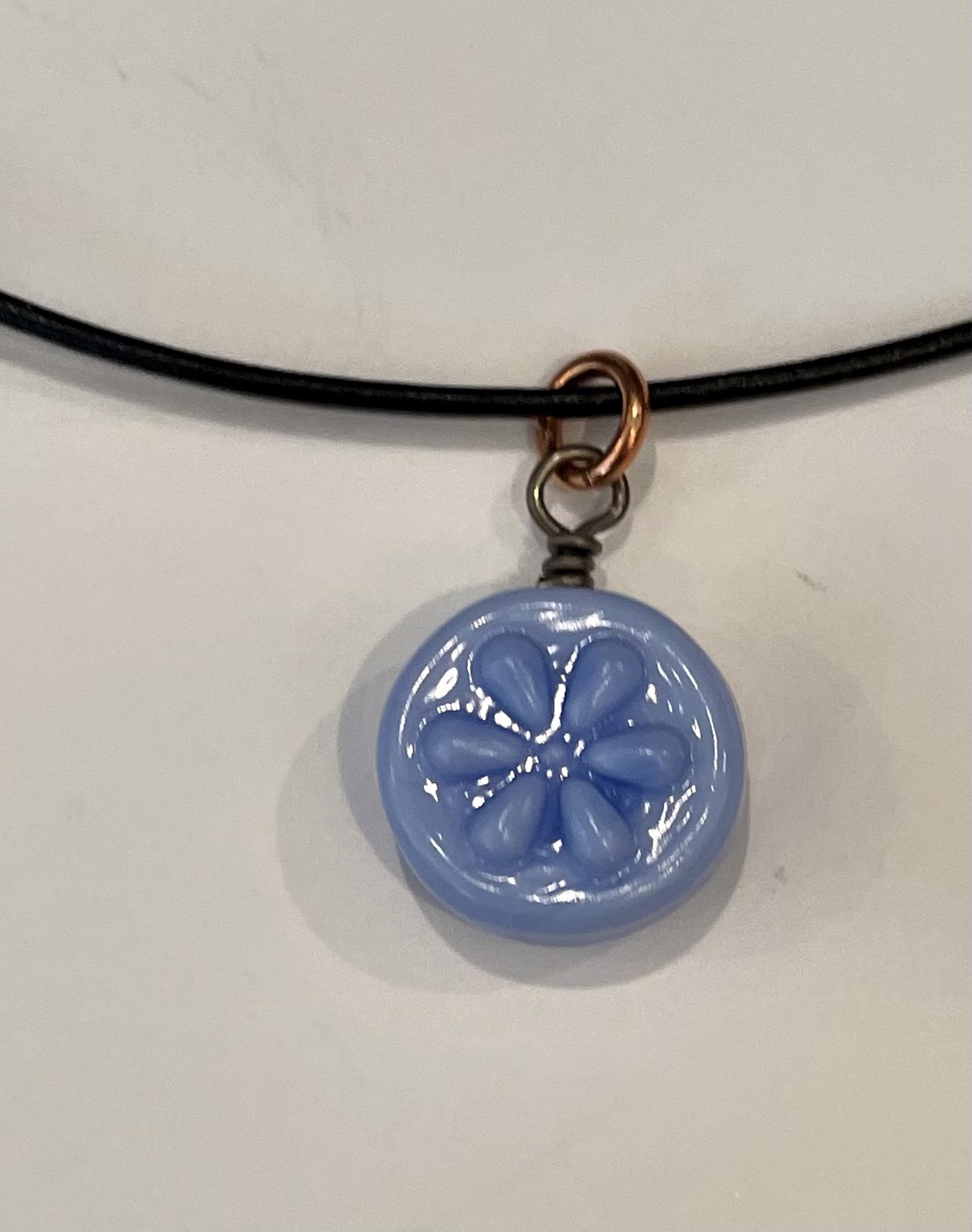 Blue Flower Stamped Necklace by Emelie Hebert