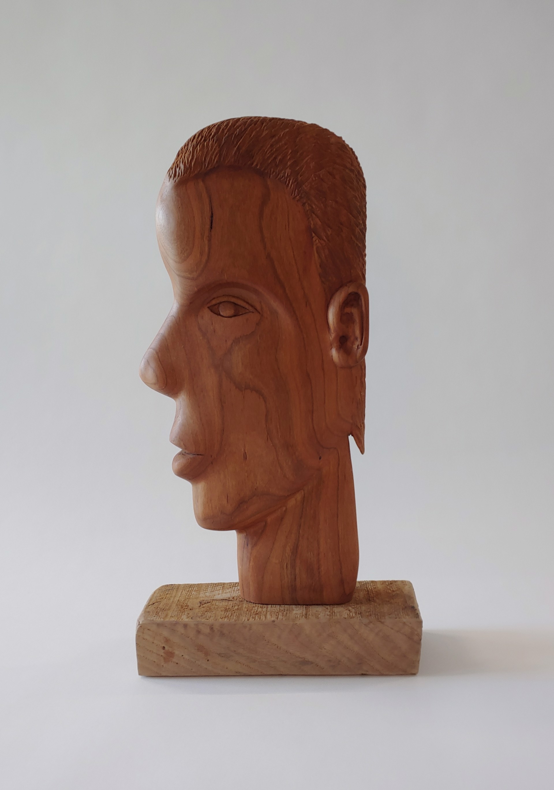 Man's Profile - Wood Sculpture by David Amdur