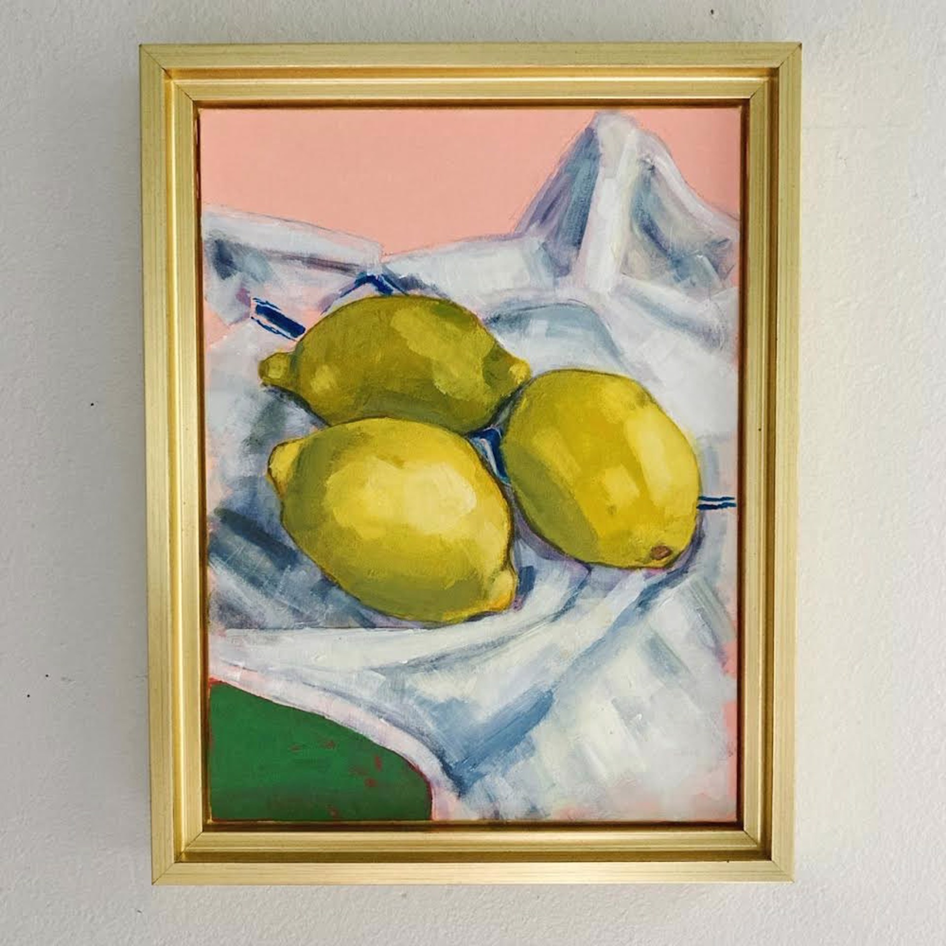 Lemons on a Dishtowel, (framed) by Maggie Stickney
