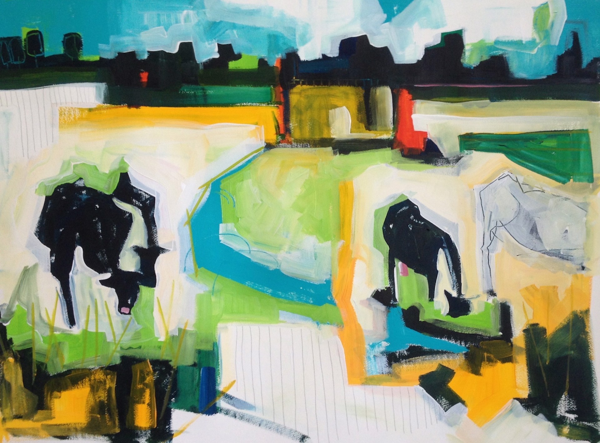 Vaches Blanches et Bleues dans les P�turages by Rachael Van Dyke