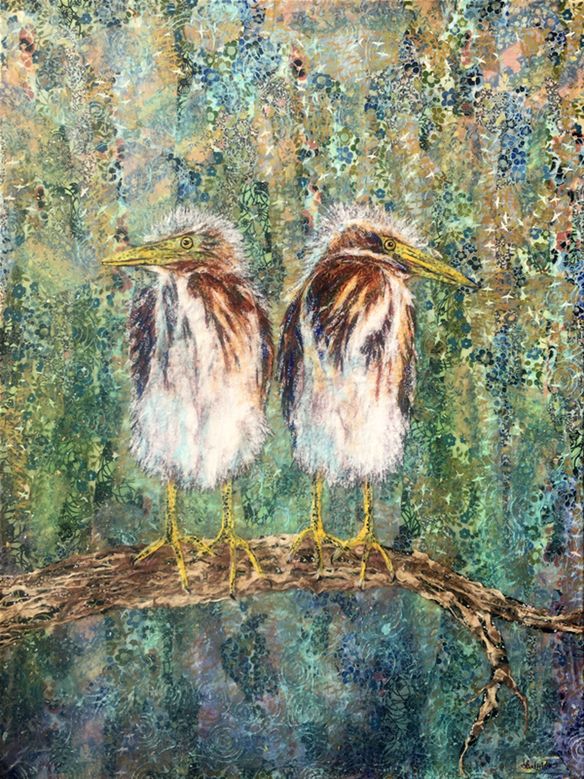 Green Heron Chicks by Laura Adams