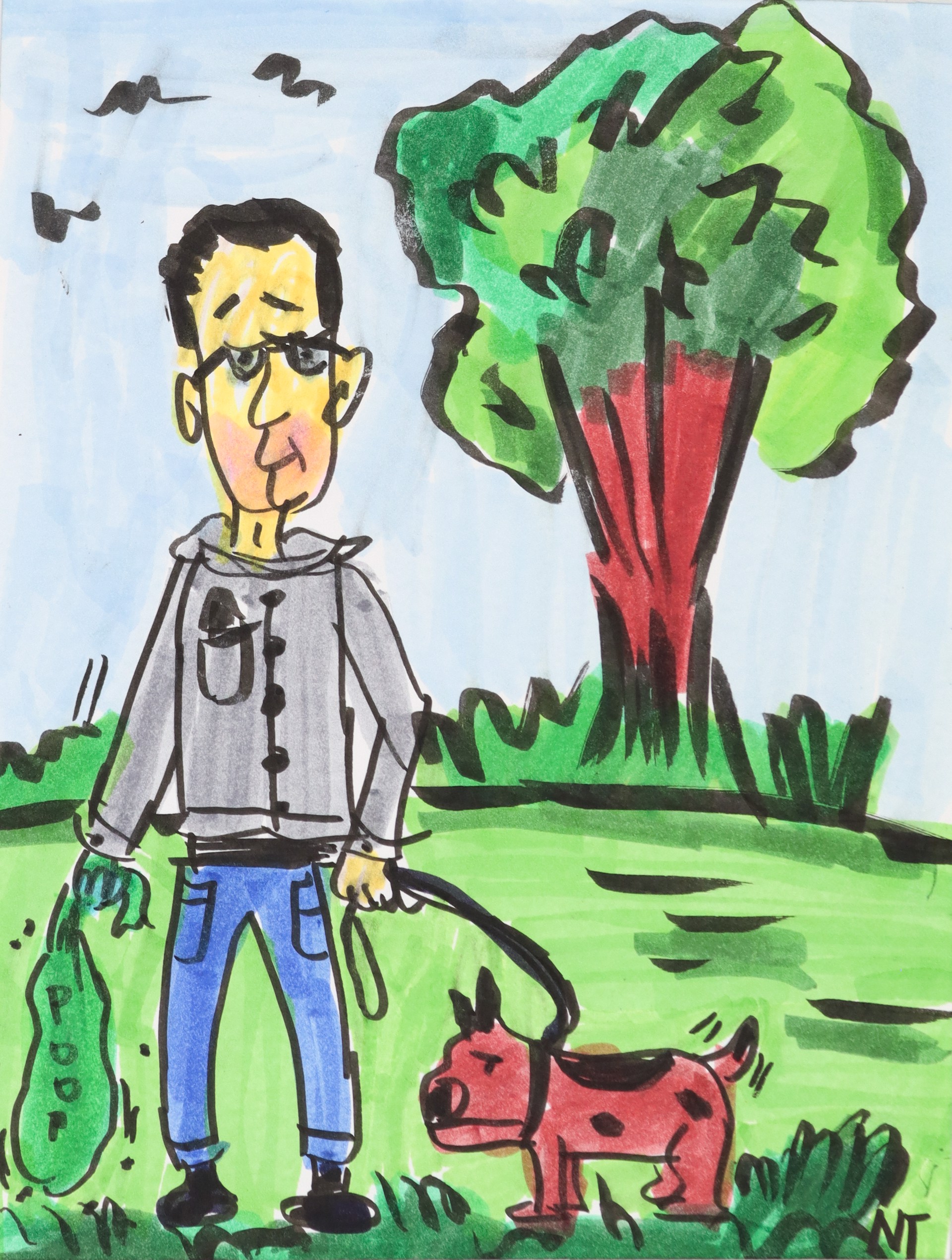 Man Walking His Dog to the Park by Nonja Tiller