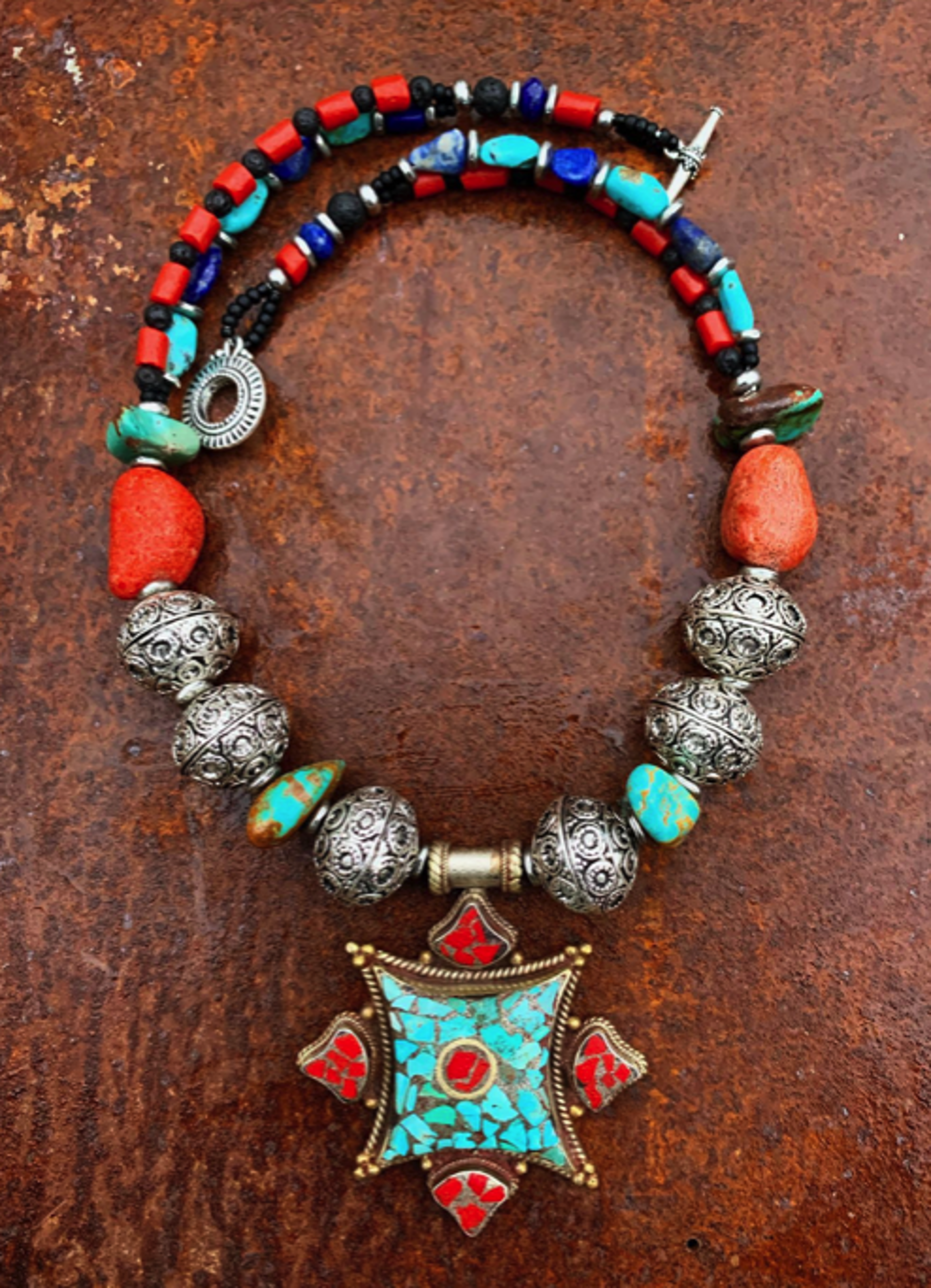 Tibetan Necklace Four Directions by Kelly Ormsby