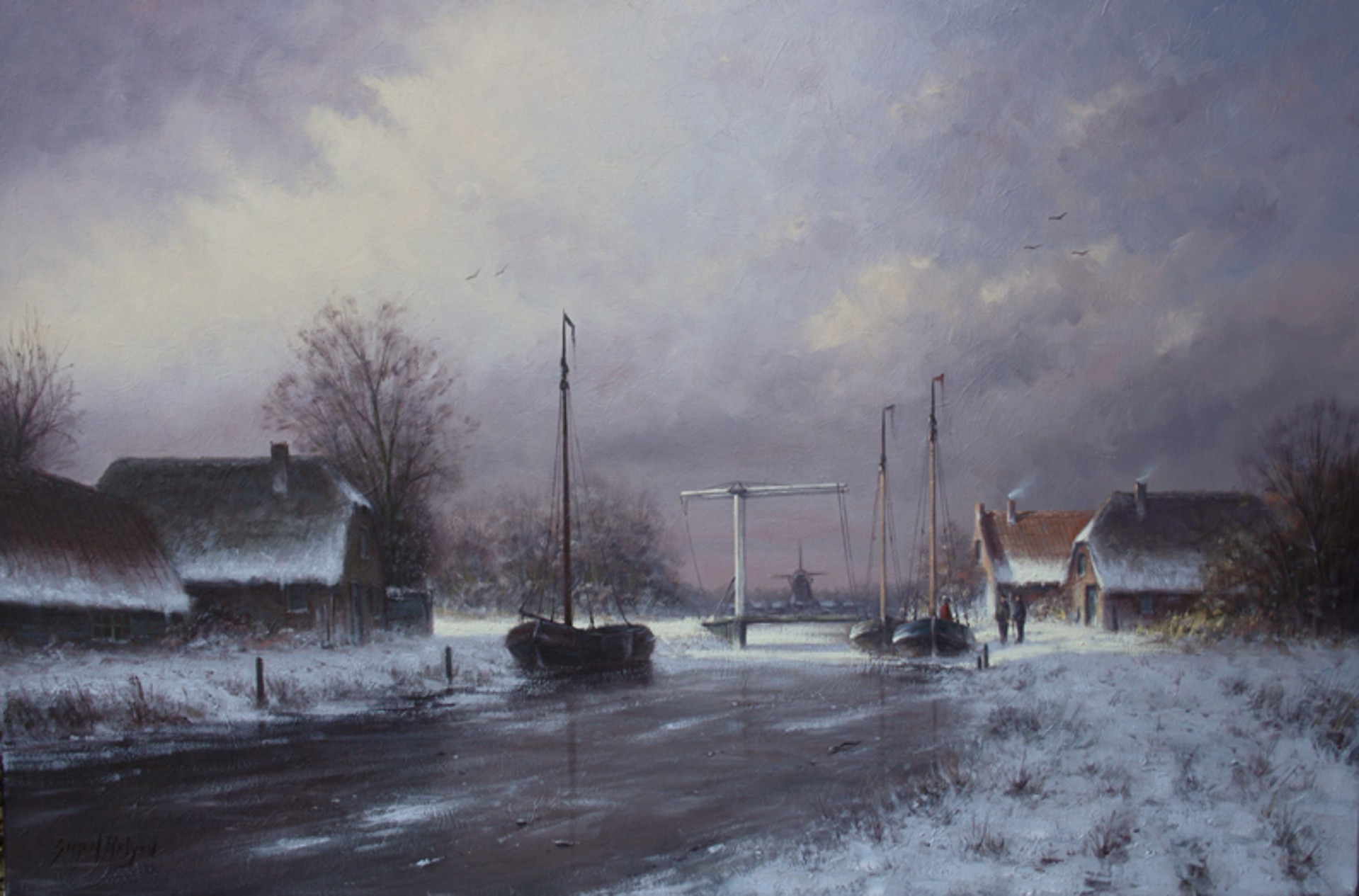 Old Dutch Winterscene by Simon Balyon