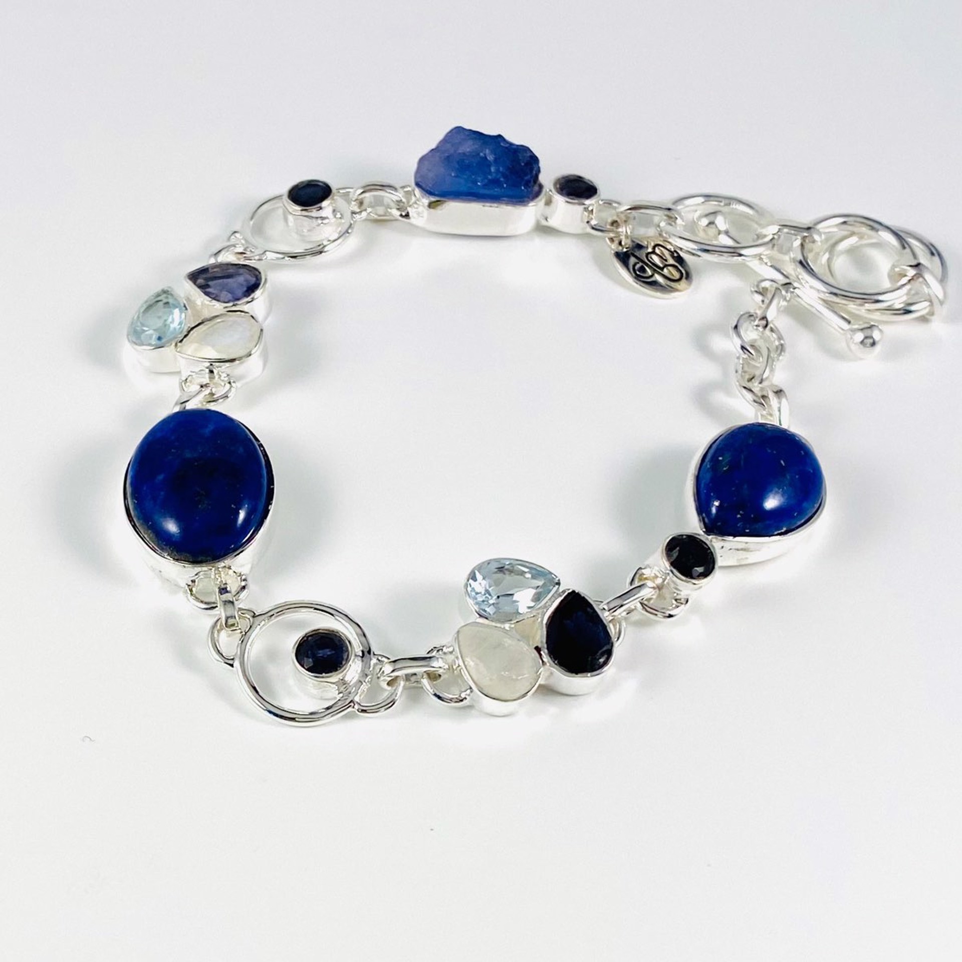 MON22-SB 96 Lapis, Blue Topaz, Moonstone and Iolite Bracelet by Monica Mehta