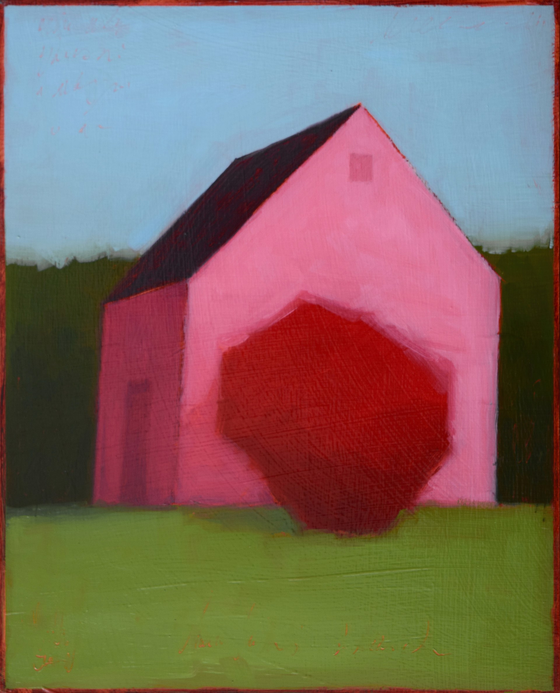 Red on Pink Barn by Tracy Helgeson