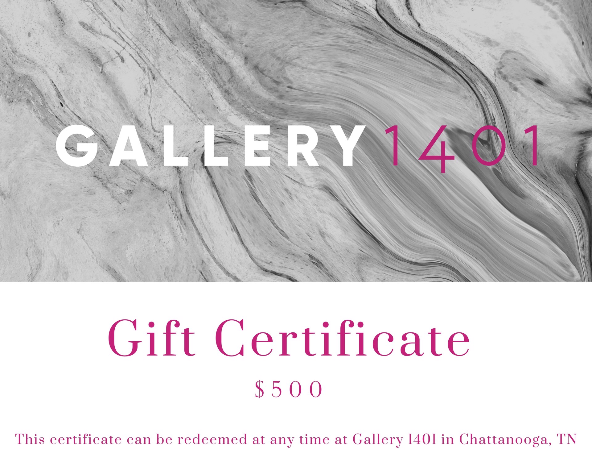 $500 Gallery 1401 Gift Certificate