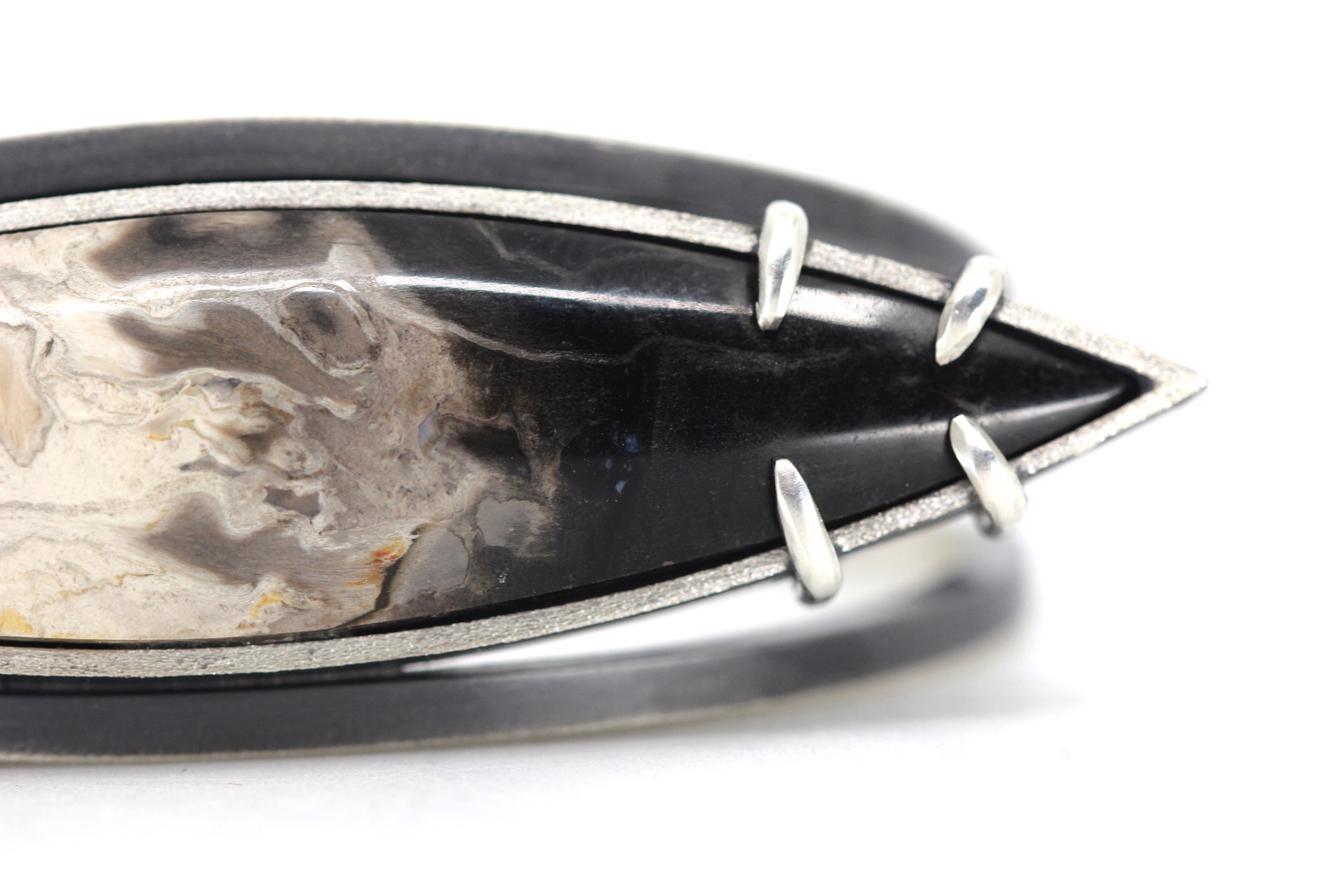 Marquise Petrified Palm Cuff by Silicate & Silver