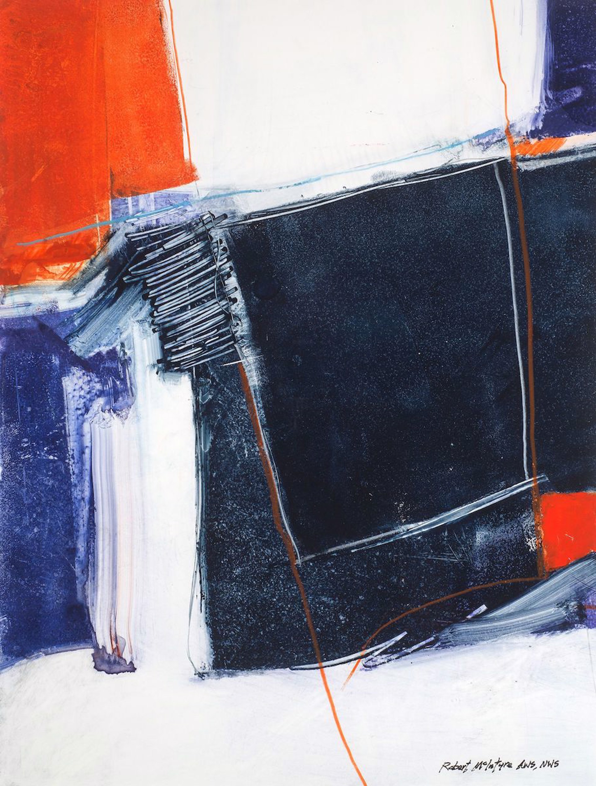 Orange and Blue Abstract by Robert McIntyre