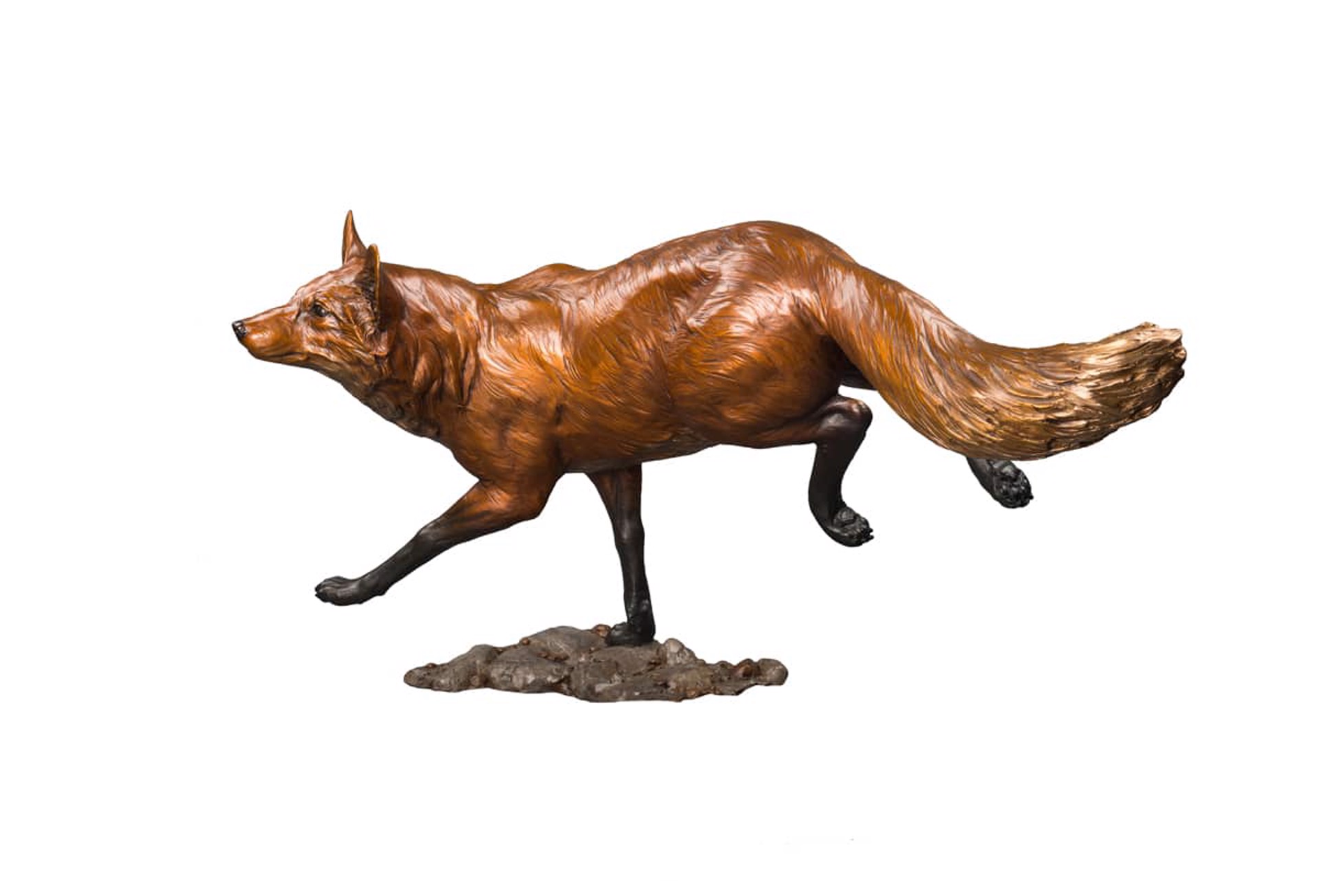 Running Fox Original Bronze Sculpture by Rip and Alison Caswell, Contemporary Fine Art, Modern Wildlife Art, Available At Gallery Wild