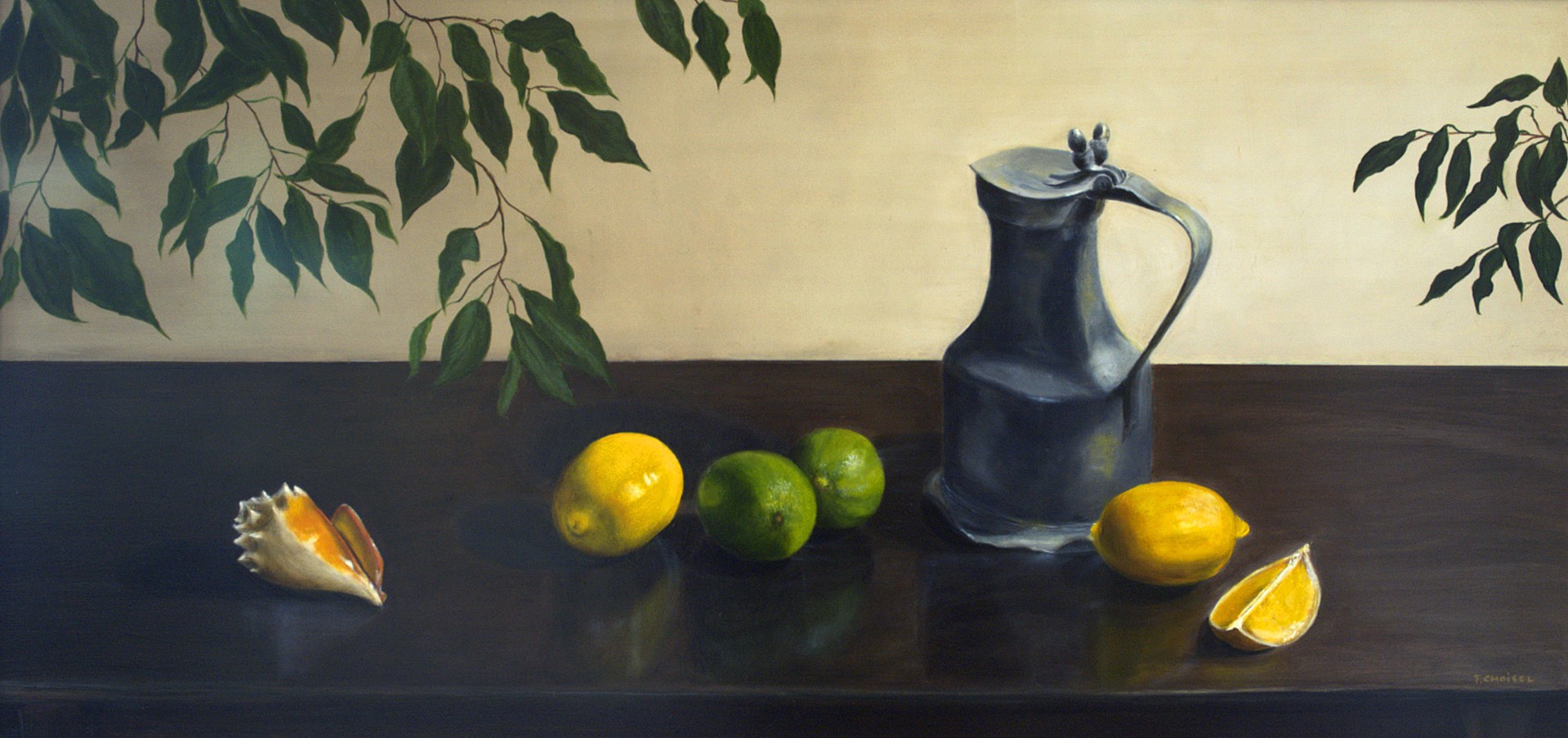 Pitcher, Shell and Lemons on Table by Frederic Choisel