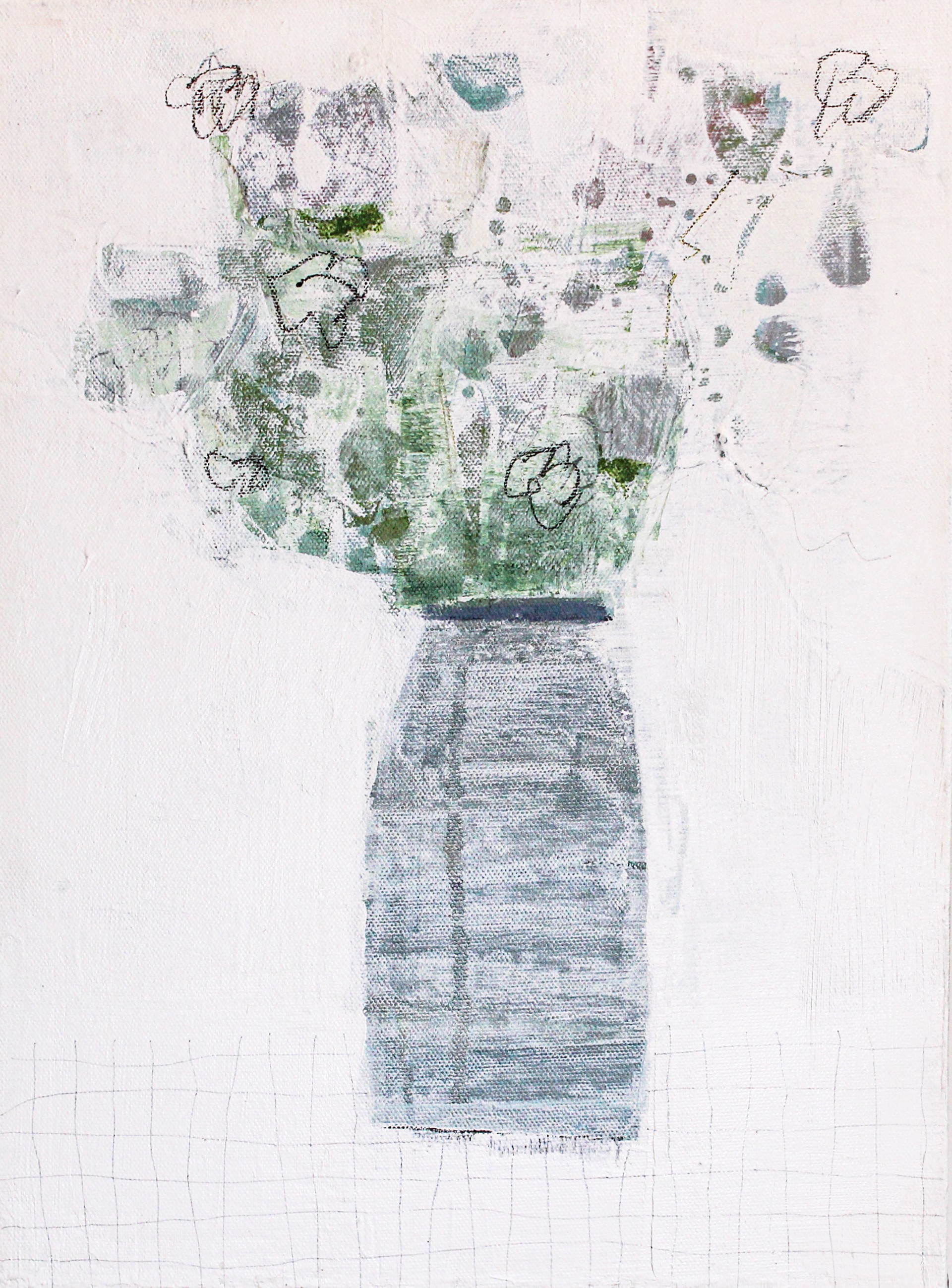 Vessel with Wildflowers on White by Ellen Rolli