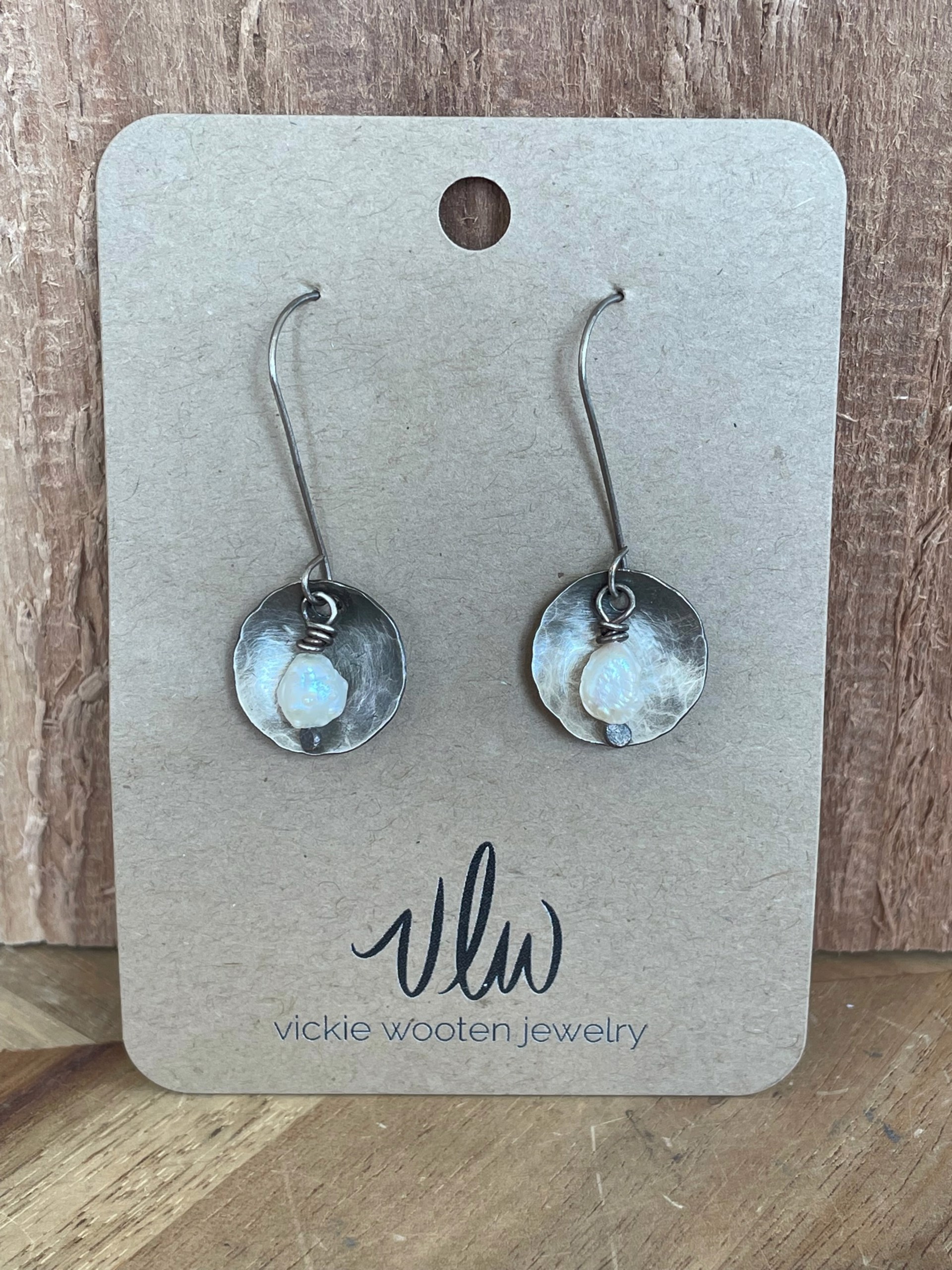 100-22 Sterling Disc Earrings with Beads by Vickie Wooten