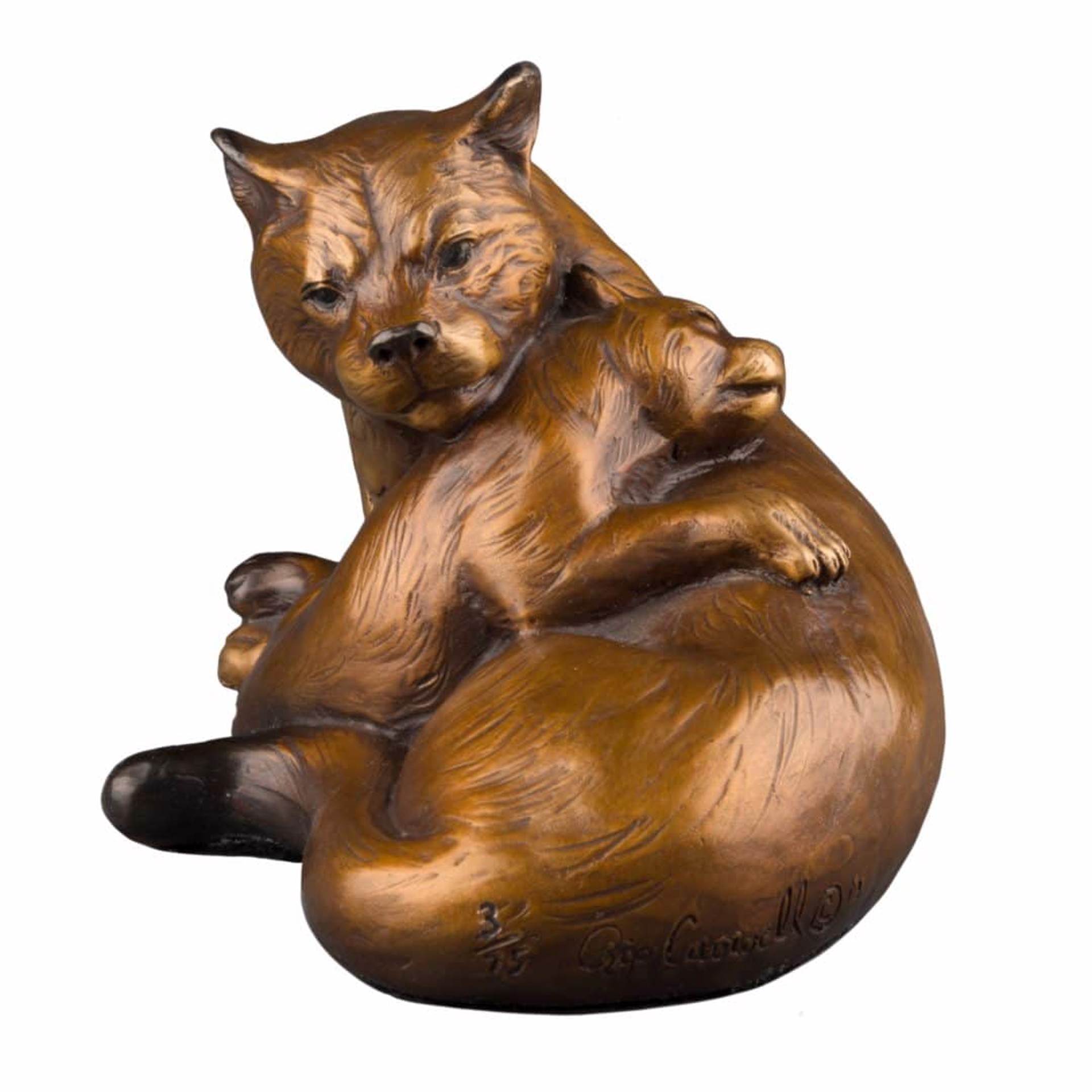 Mountain Lion and Cub Original Bronze Sculpture by Rip and Alison Caswell, Contemporary Fine Art, Modern Wildlife Art, Available At Gallery Wild