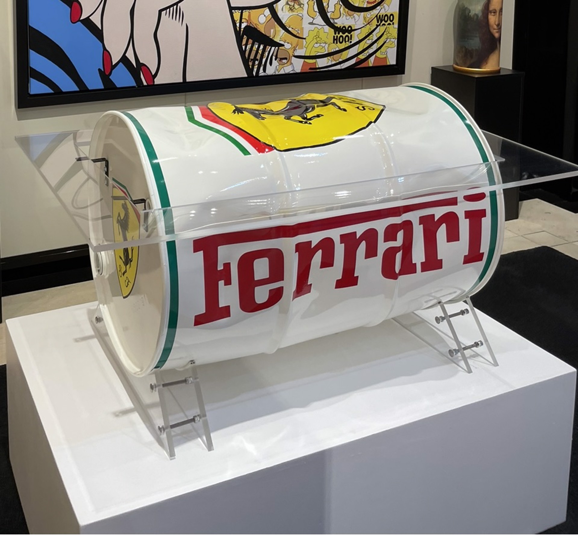 White Ferrari Barrell - Coffee Table by Brand Logo Barrels by Efi Mashiah