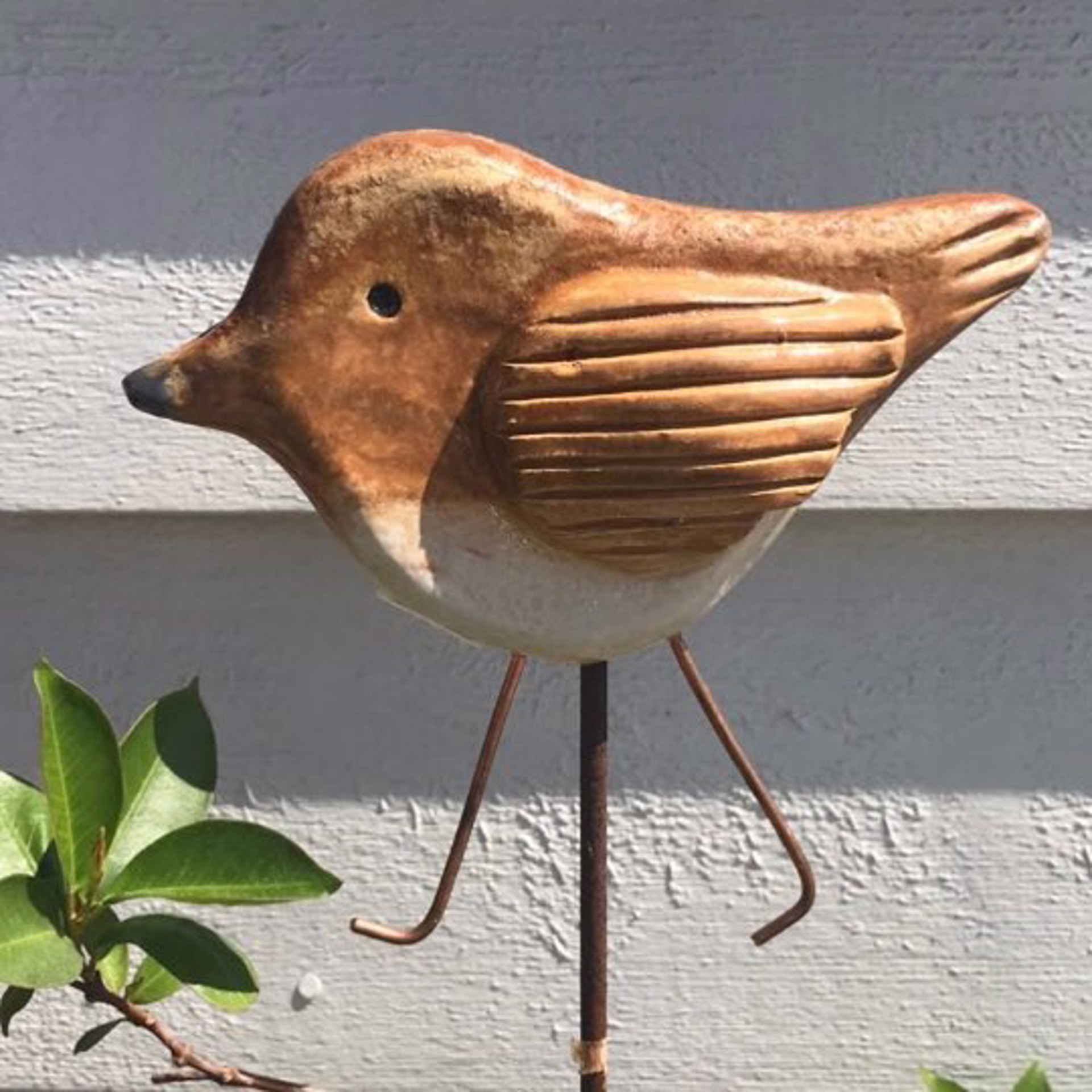 LB22 Garden Stake Sandpiper with Copper Legs Large by Lin Barnhardt